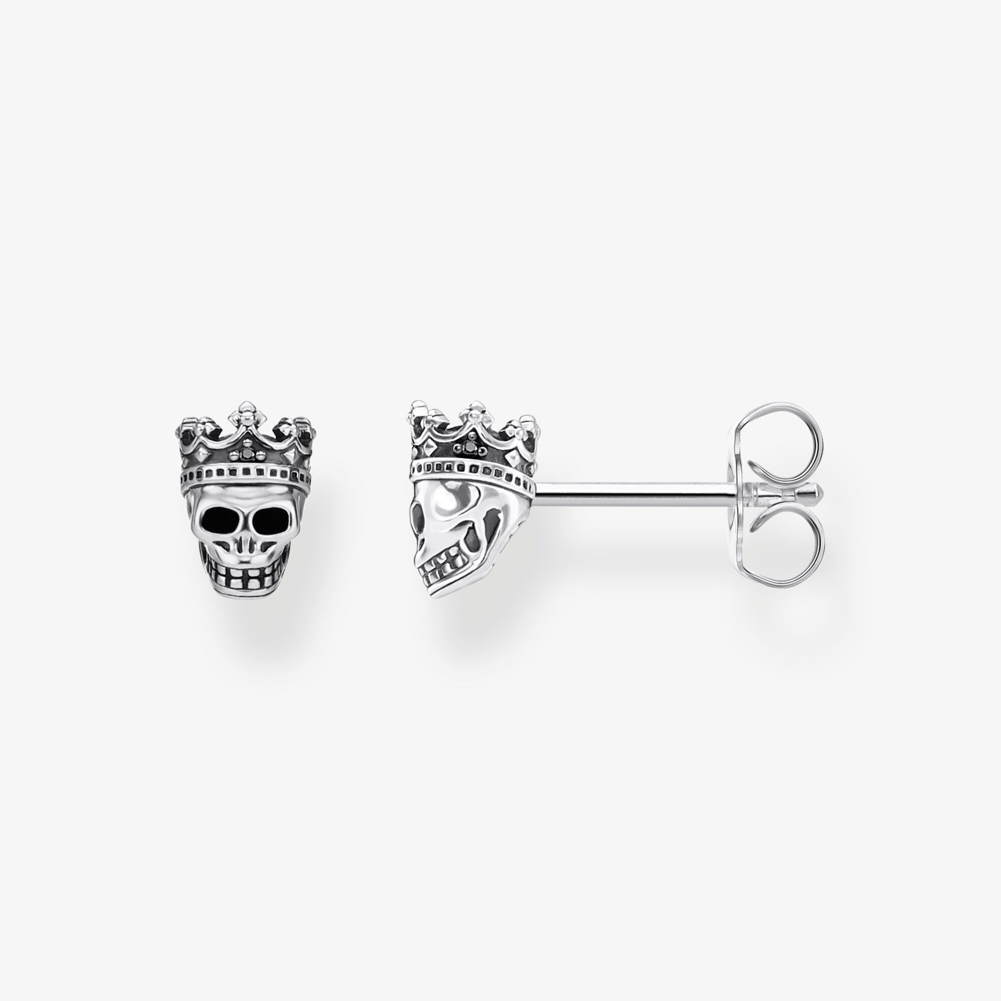 THOMAS SABO Clous d'oreilles tête de mort roi, Argent sterling, Taille: one size, Unisex