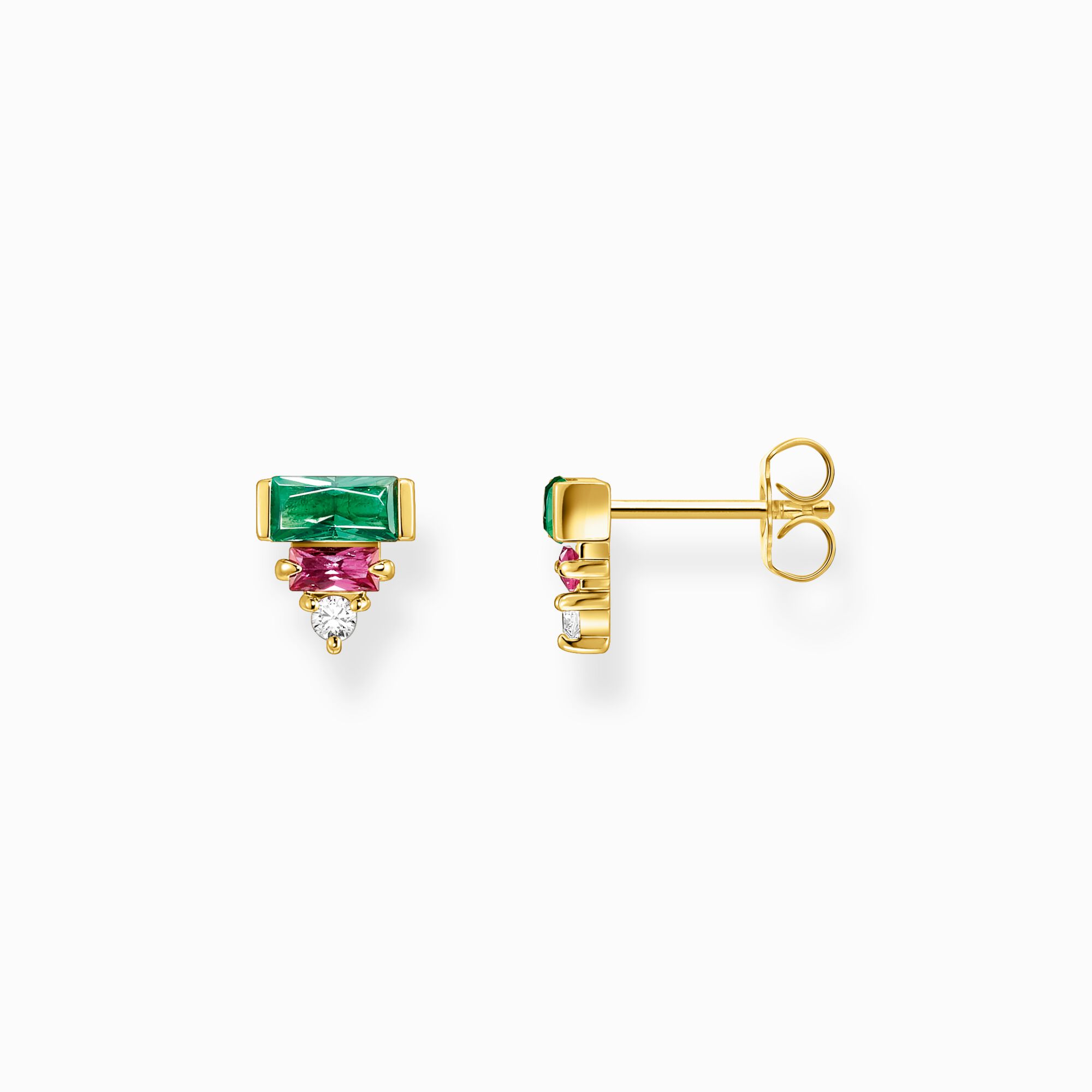 Clous d&#39;oreilles avec pierres multicolore de taille baguette plaqu&eacute; or de la collection  dans la boutique en ligne de THOMAS SABO