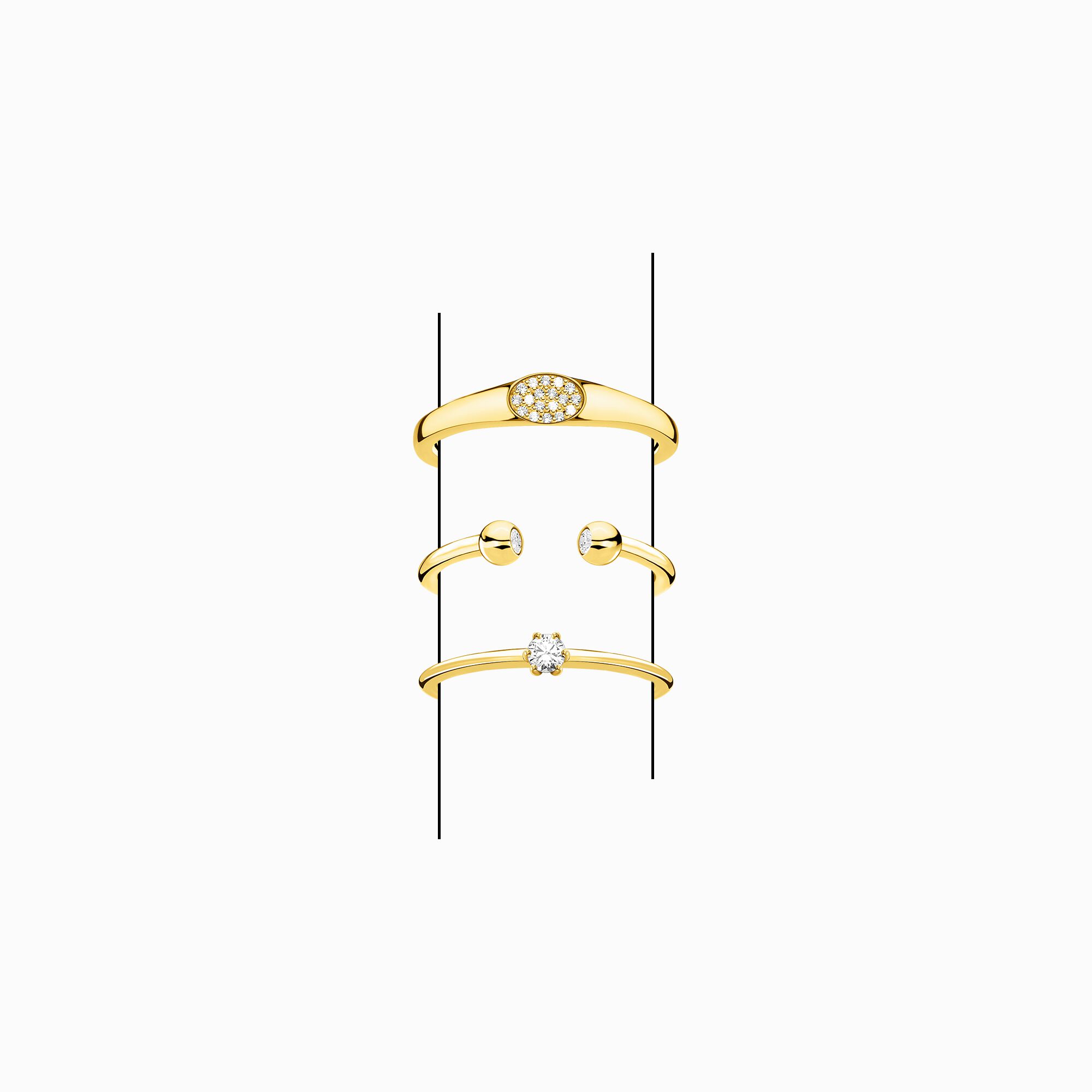 Jewellery set ring stacking with white stones gold from the  collection in the THOMAS SABO online store