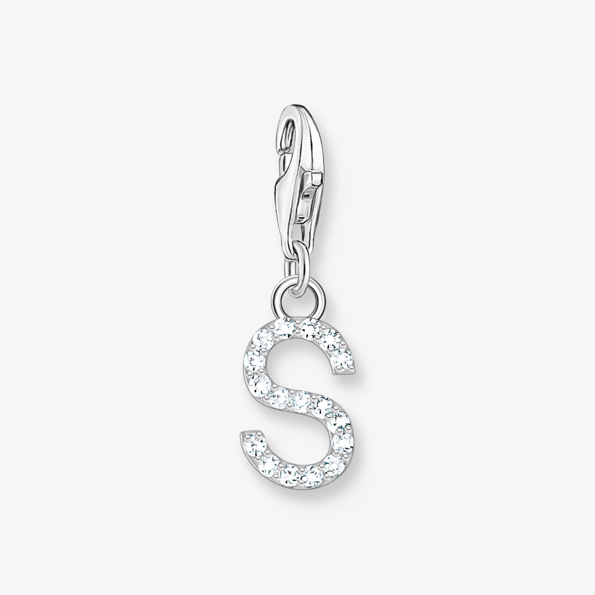 THOMAS SABO Pendentif Charm lettre S avec pierres blanches argent, Argent sterling, Taille: one size, femme