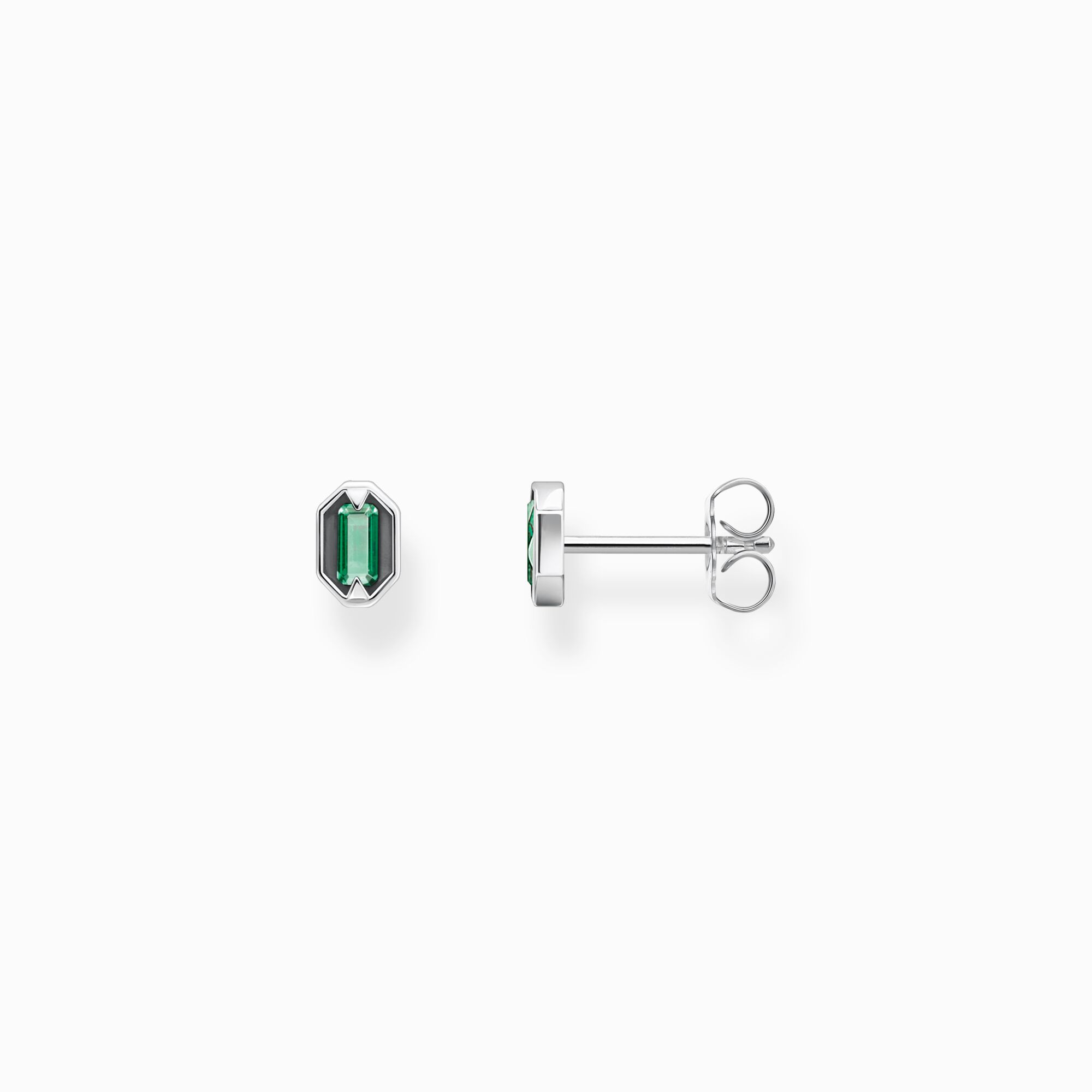 Blackened silver ear studs with crocodile eyes and green stones from the  collection in the THOMAS SABO online store