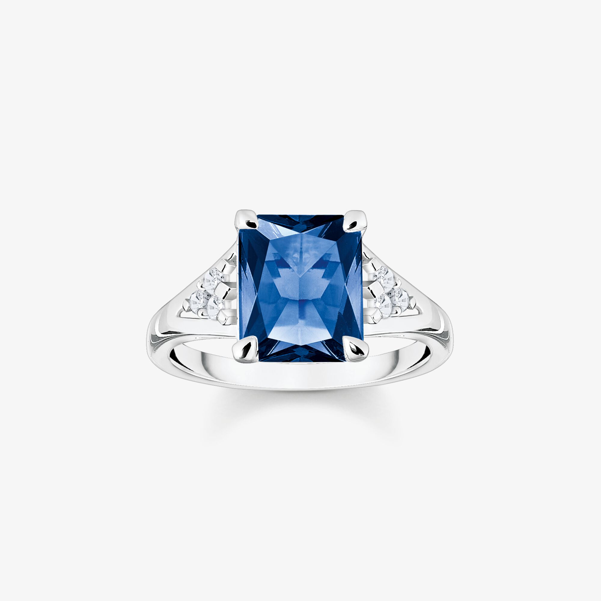THOMAS SABO Ring mit blauen und weißen Steinen Silber, Sterlingsilber, Größe: 54, Damen