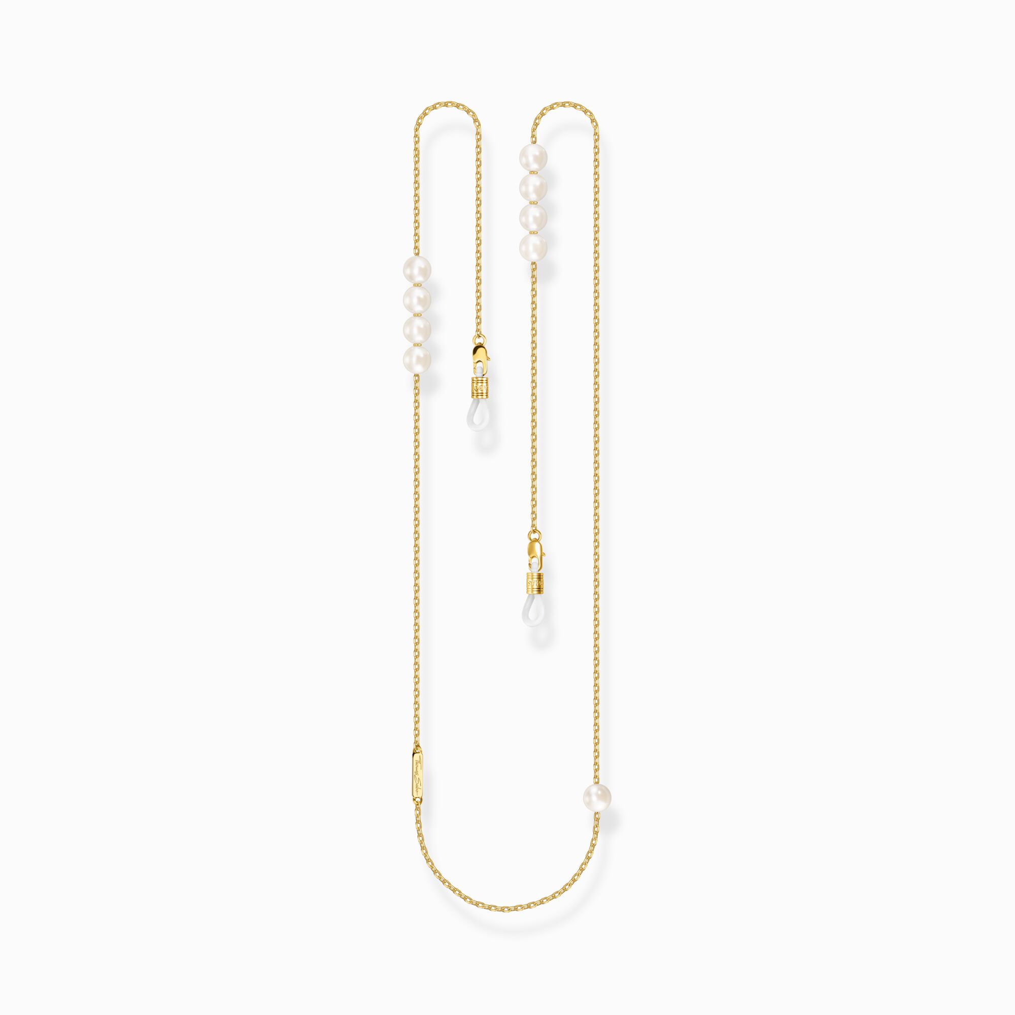 Brillenkette mit wei&szlig;en imitierten Perlen gelbgoldfarben aus der  Kollektion im Online Shop von THOMAS SABO