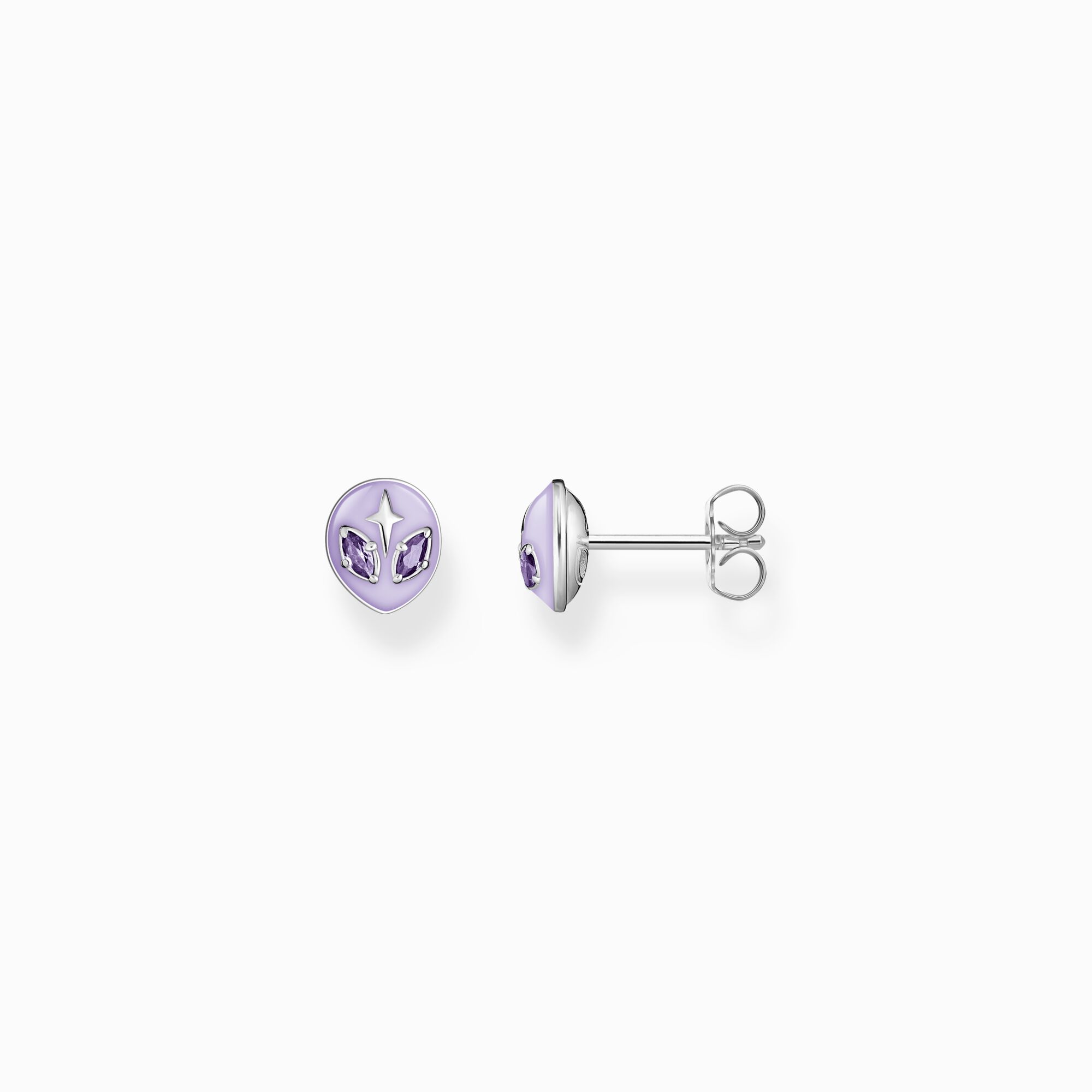 Ohrstecker Alienkopf mit Kaltemaille und violetten Steinen Silber aus der Charming Collection Kollektion im Online Shop von THOMAS SABO