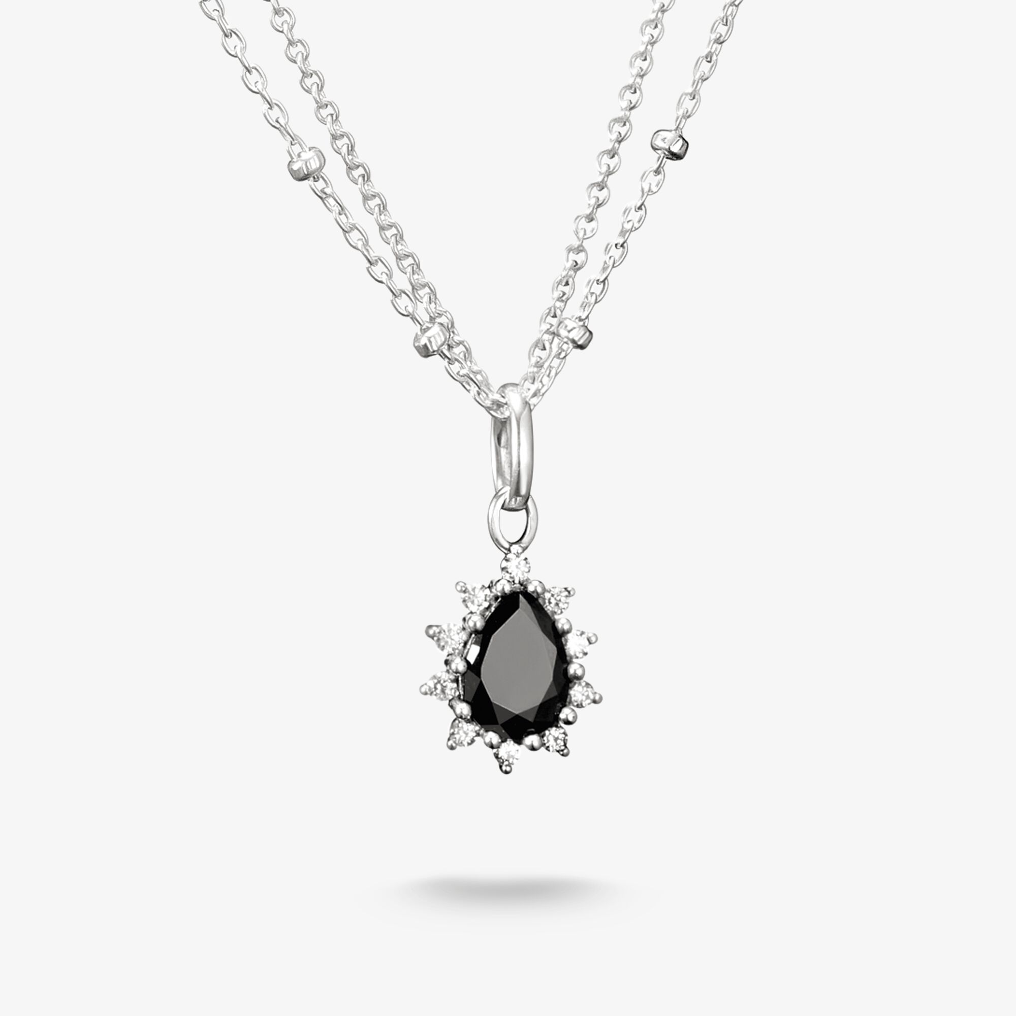THOMAS SABO Halsband True Romance Svart sten silver, 925 sterlingsilver, Storlek: 45 cm, för damer
