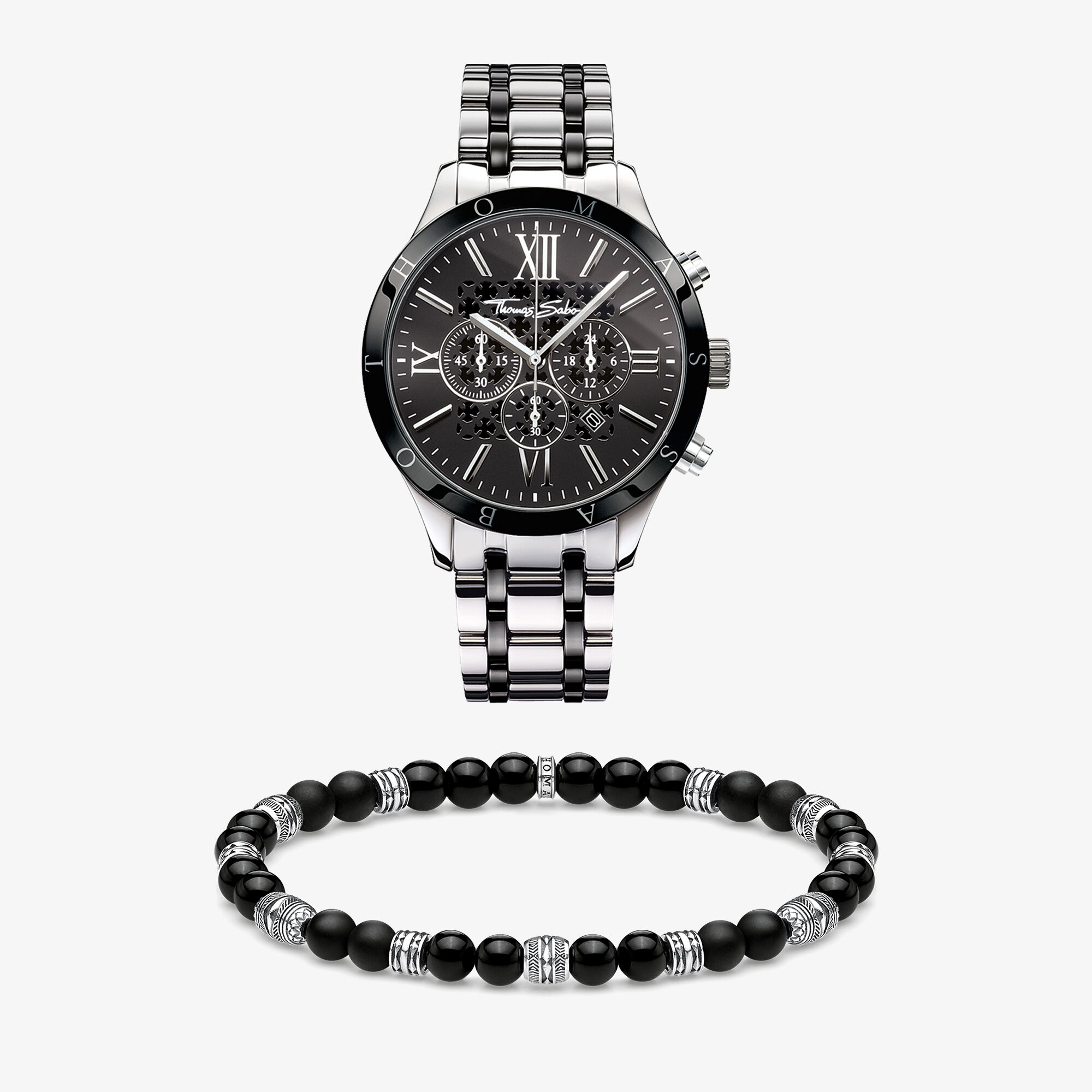 THOMAS SABO Set de bijoux Rebel Talisman noir et argent unisexe
