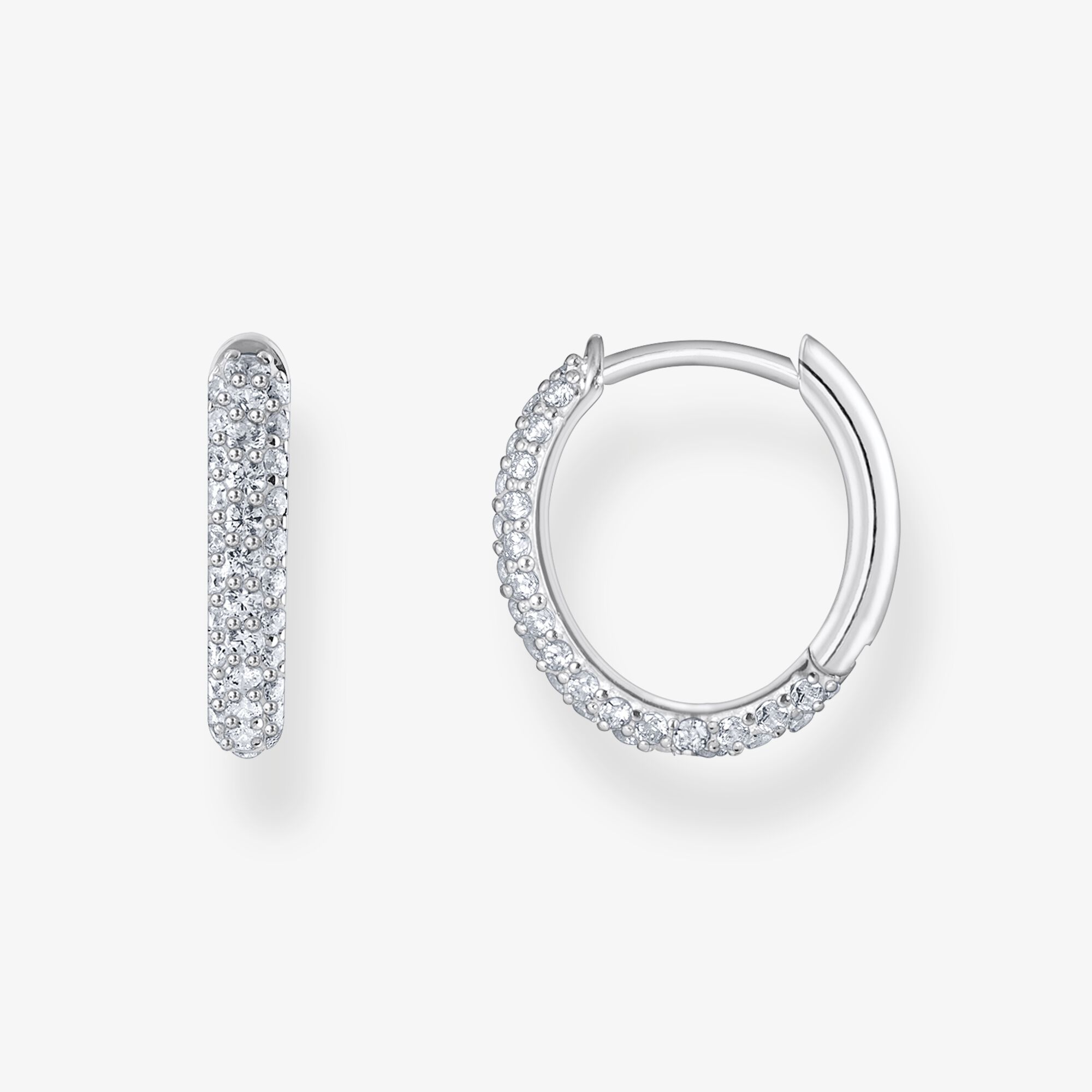 THOMAS SABO Boucles d'oreilles en argent avec pavé de zirconium blanc, Argent sterling, Taille: one size, femme