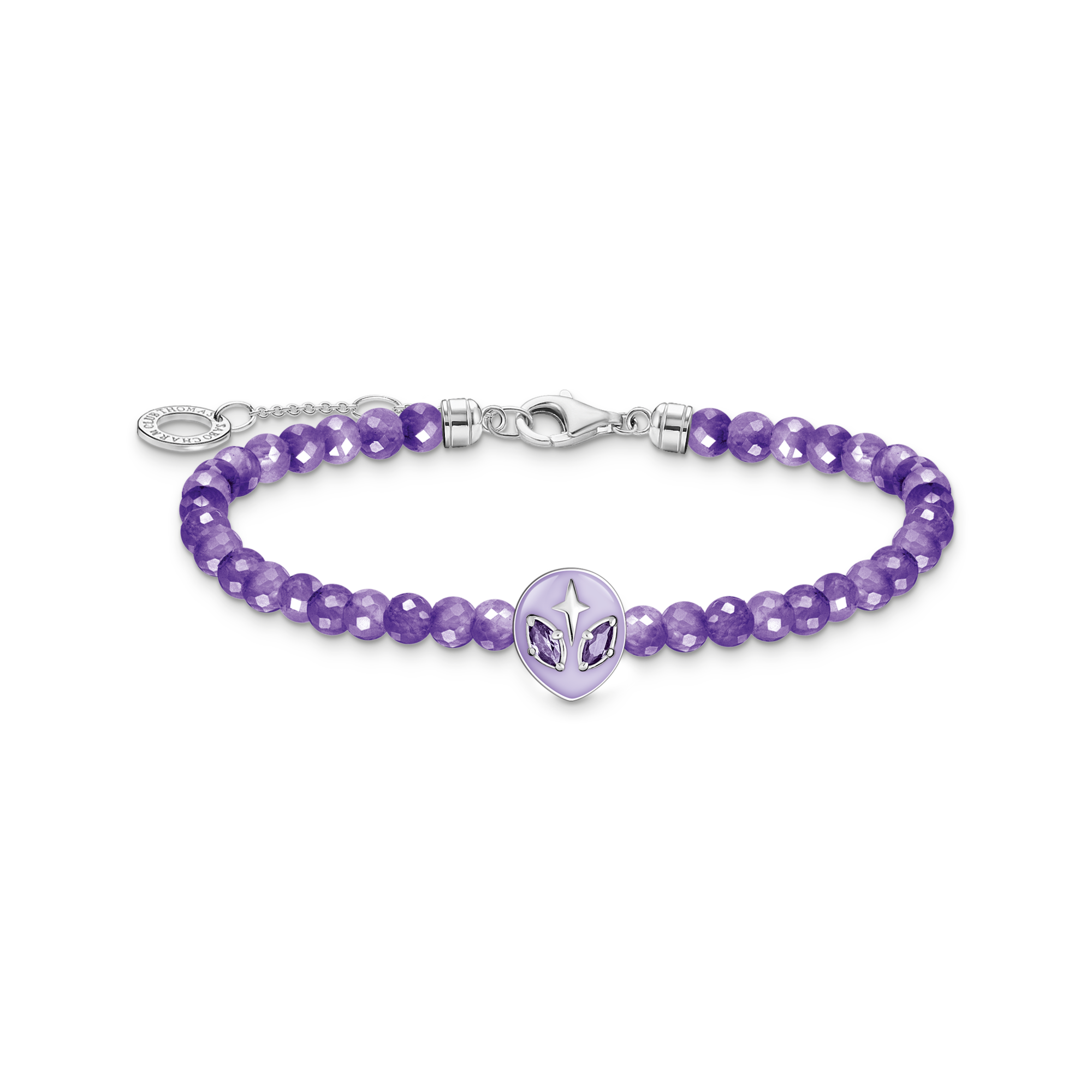 Thomas Sabo Armband Beads mit Alienkopf und violetter Kaltemaille Silber violett A2137-041-13-L19V