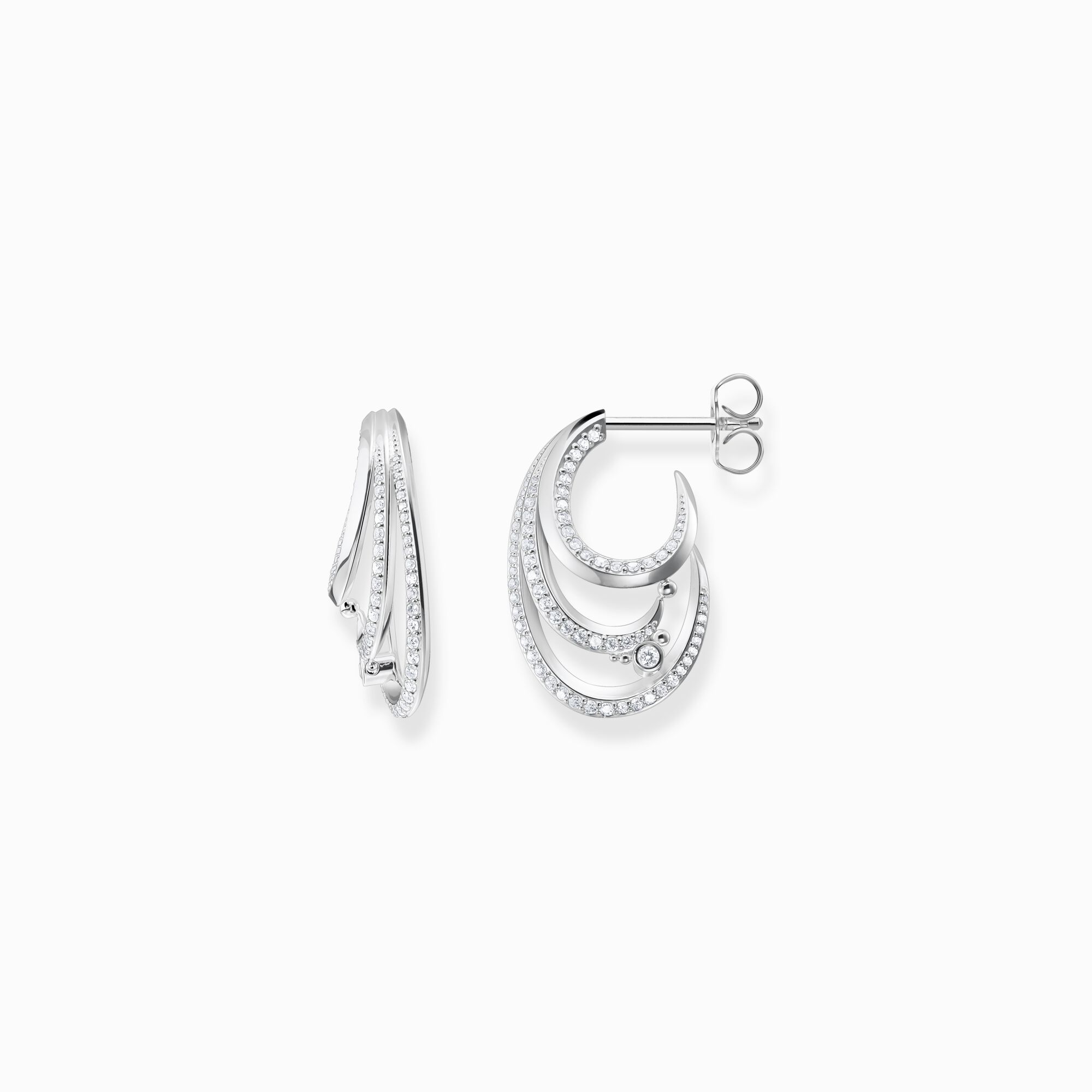 Hoop earrings wave with white stones from the  collection in the THOMAS SABO online store