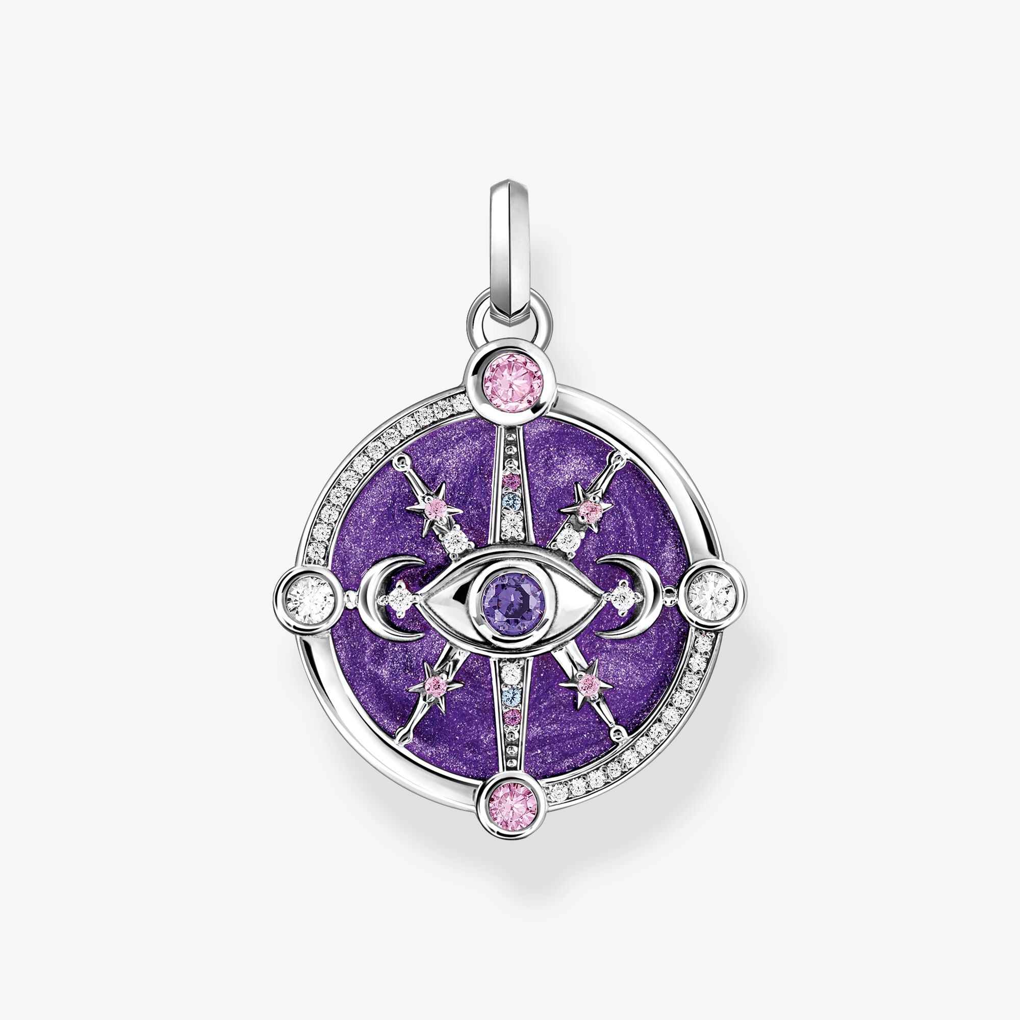 THOMAS SABO Kettenanhänger Auge mit kosmischen Details und bunten Steinen Silber geschwärzt, 925 Sterlingsilber, Größe: one size, Damen