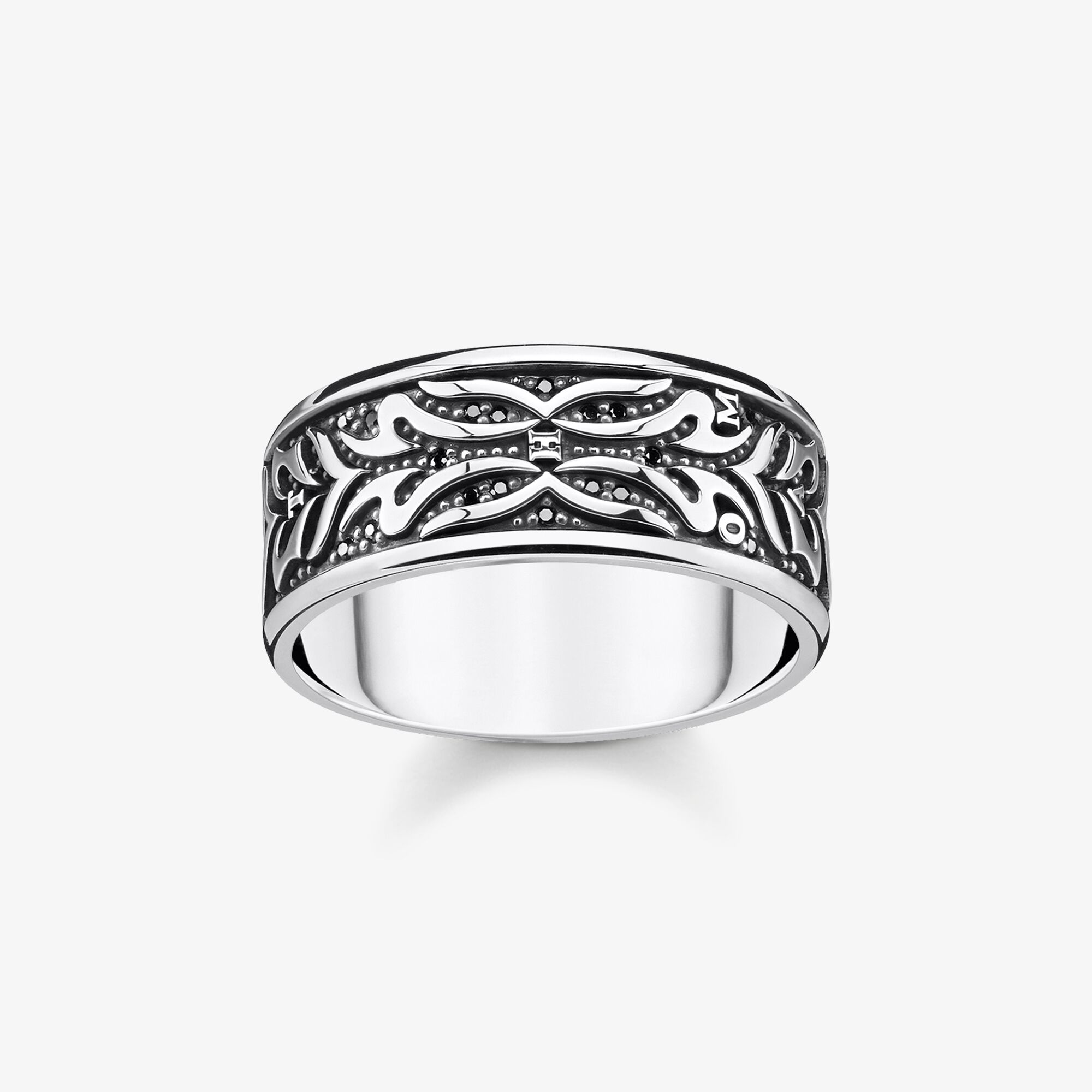 THOMAS SABO Ring svart tigermönster, 925 sterlingsilver, Storlek: 58, Unisex