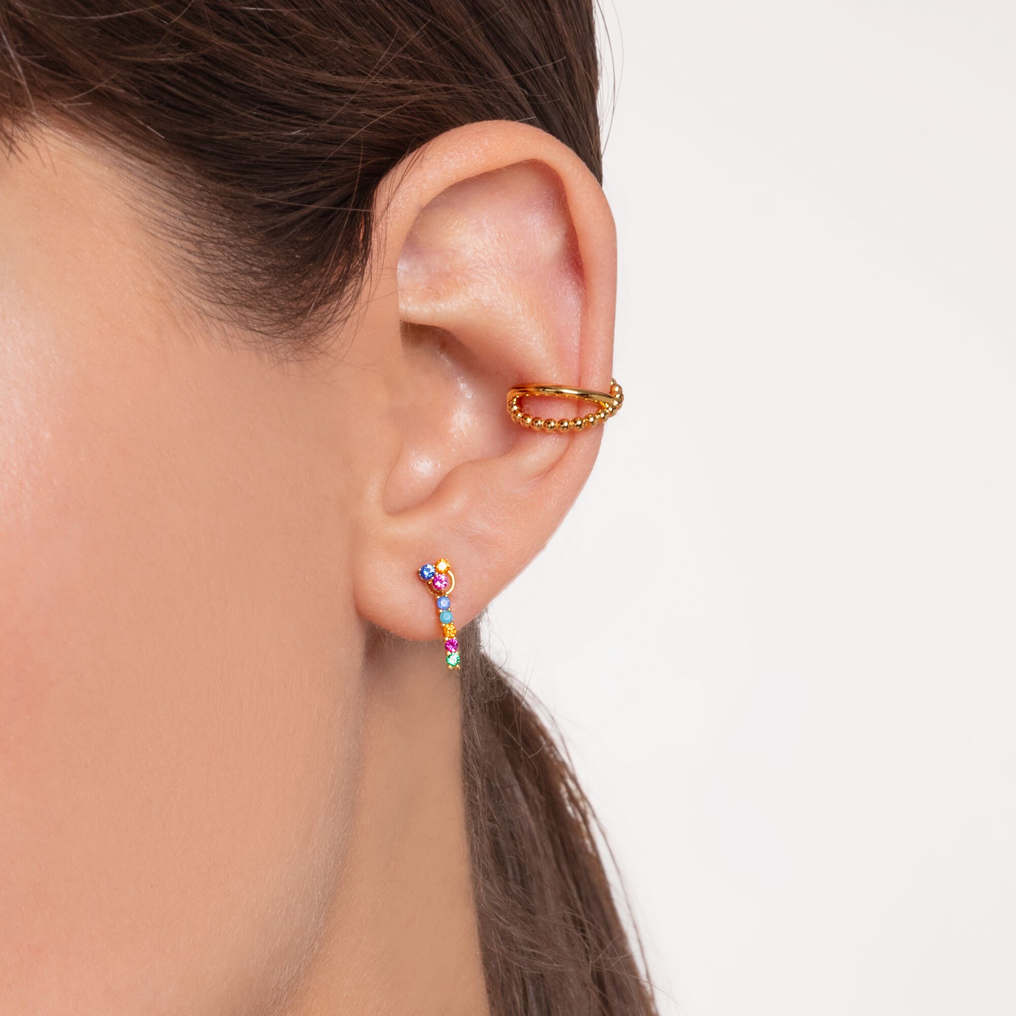 Ear cuff: Piercing-style SABO THOMAS in gold optic with