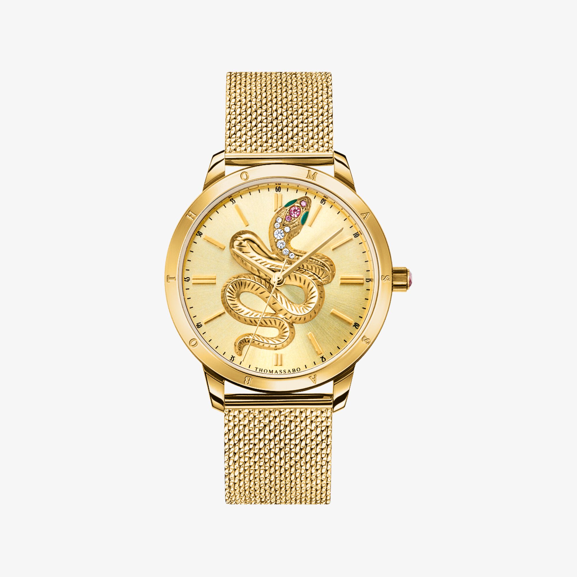 THOMAS SABO Montre pour femme serpent en optique 3D couleur or jaune Acier inoxydable, Taille: 33 MM, pour femme