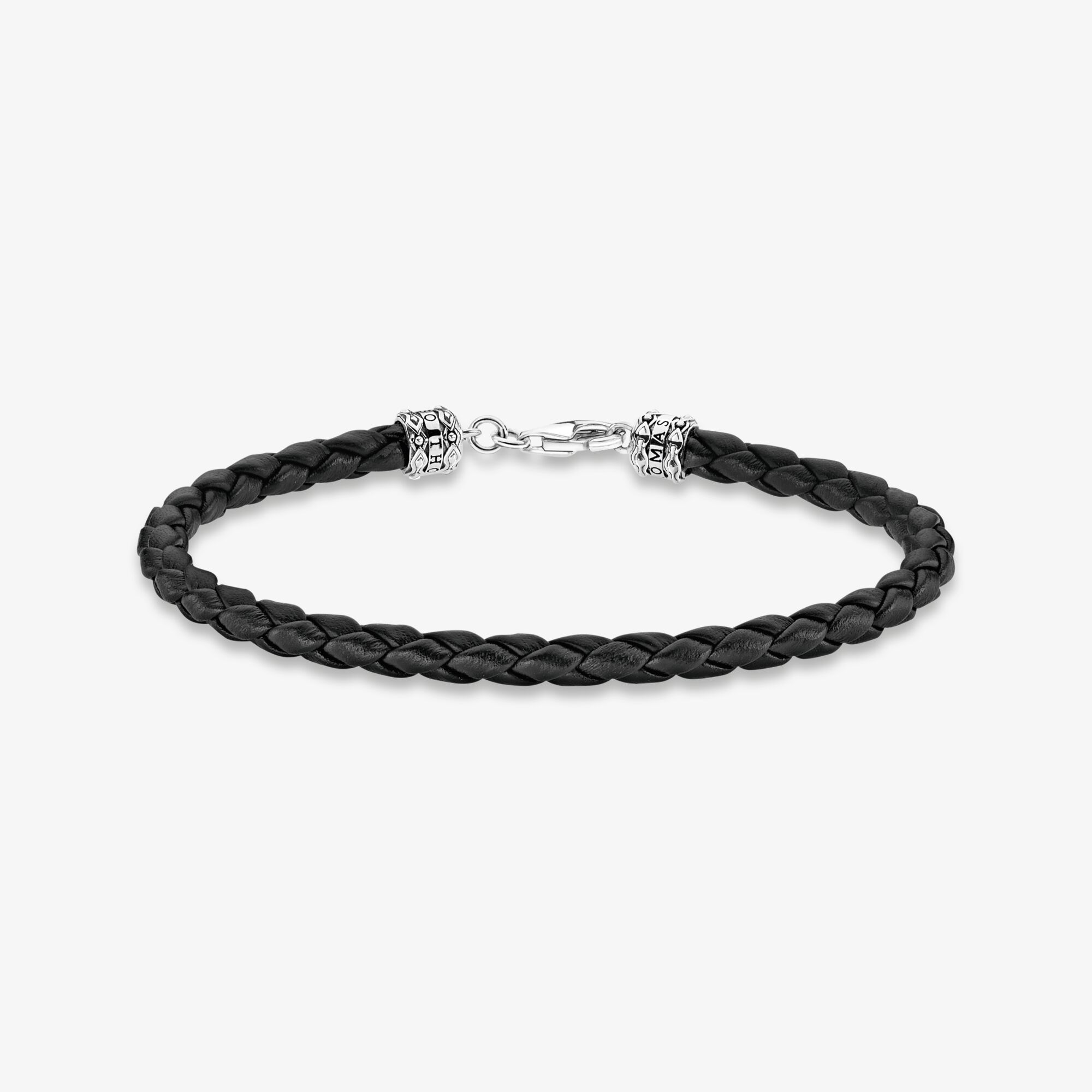 THOMAS SABO Bracelet en cuir noir, Argent sterling | Cuir, Taille: 19 cm, Unisex