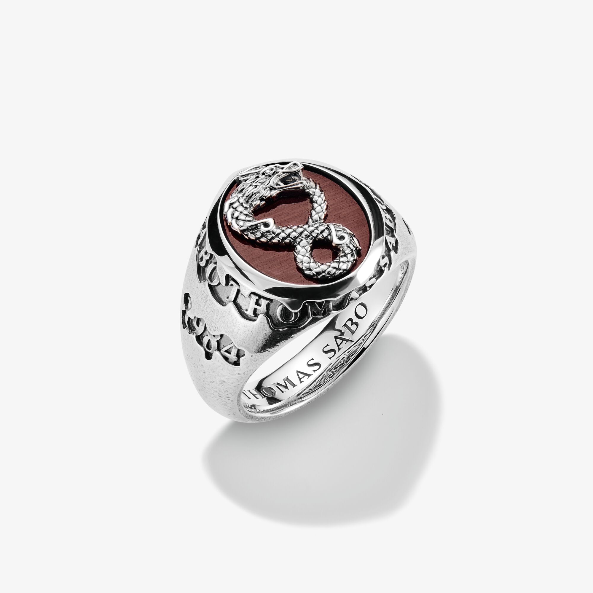 THOMAS SABO Chevalière Dragon Œil de tigre rouge Rebel Icons argent, Argent sterling, Taille: 60, Unisex
