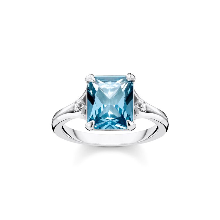 Ring Blauer Stein Mit Mond Stern Tr2297 644 1 Thomas Sabo