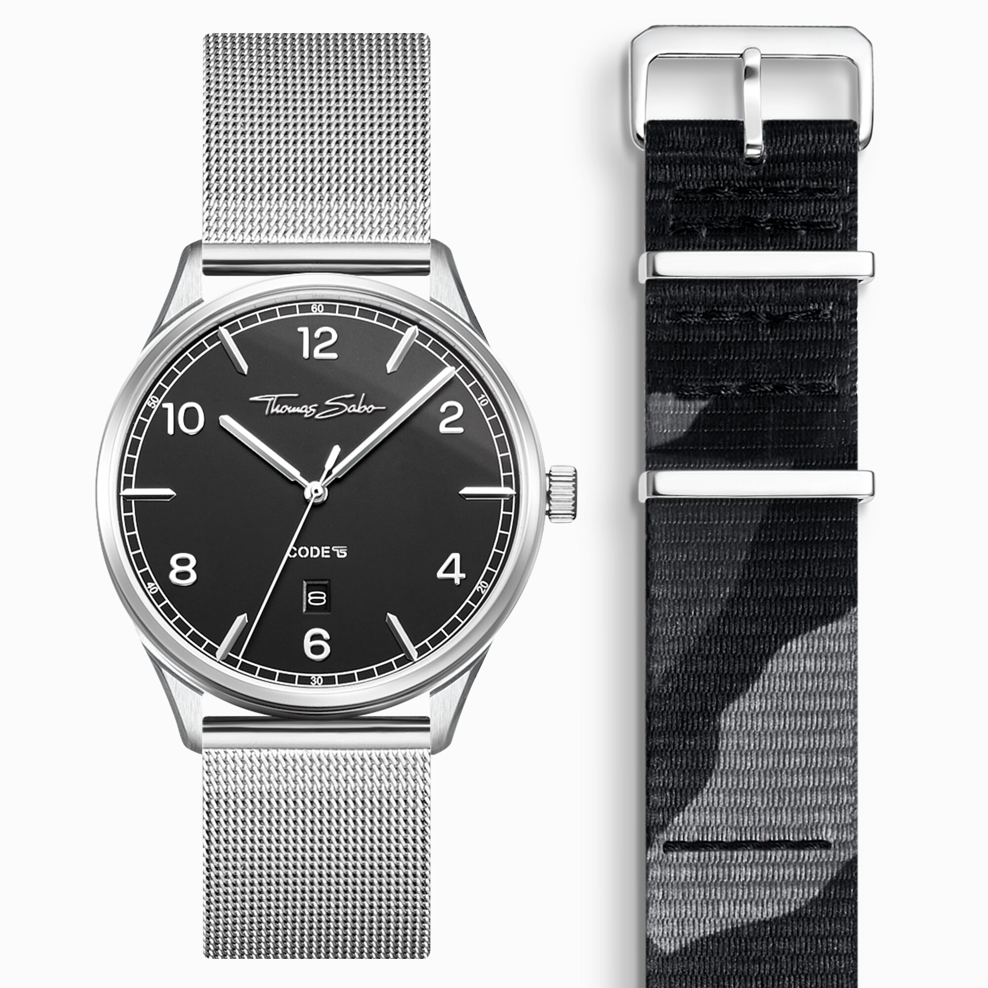 SET CODE TS black watch &amp; camouflage strap from the  collection in the THOMAS SABO online store