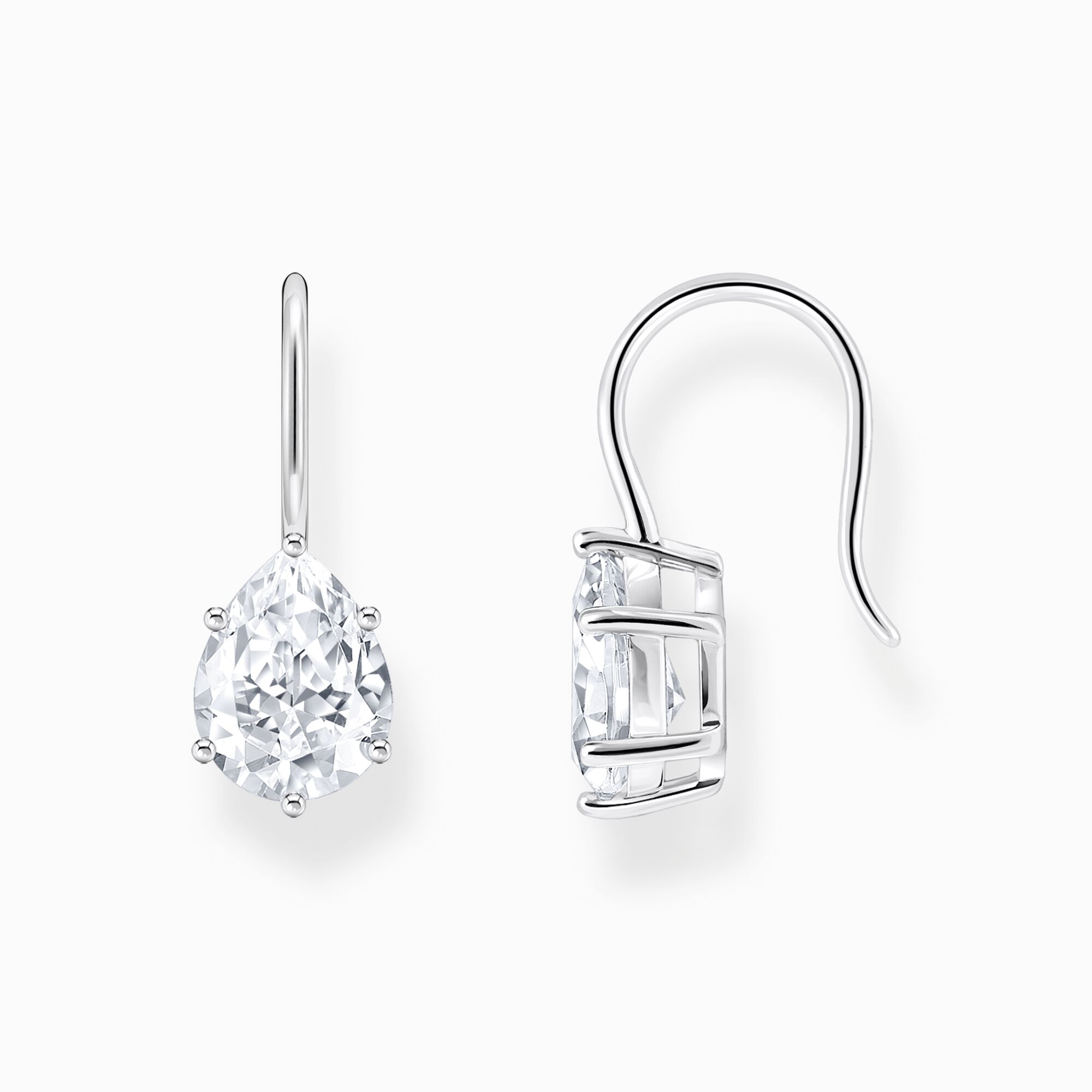 Silver earrings with white drop-shaped zirconia from the  collection in the THOMAS SABO online store