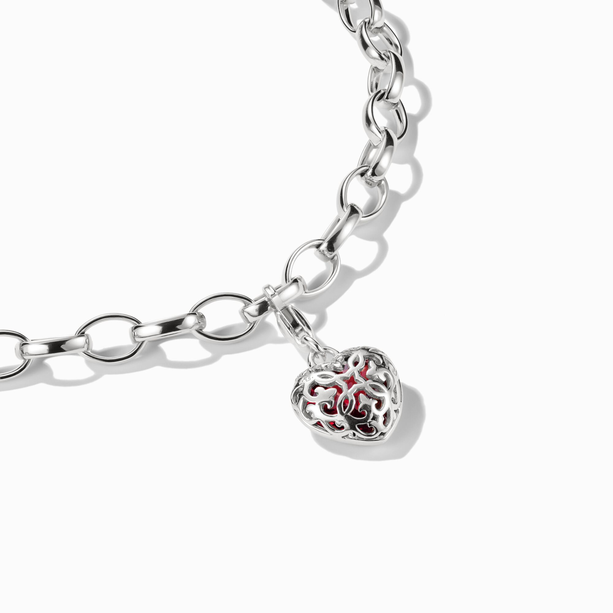 Silver charm pendant with red stone in heart-shape | THOMAS SABO
