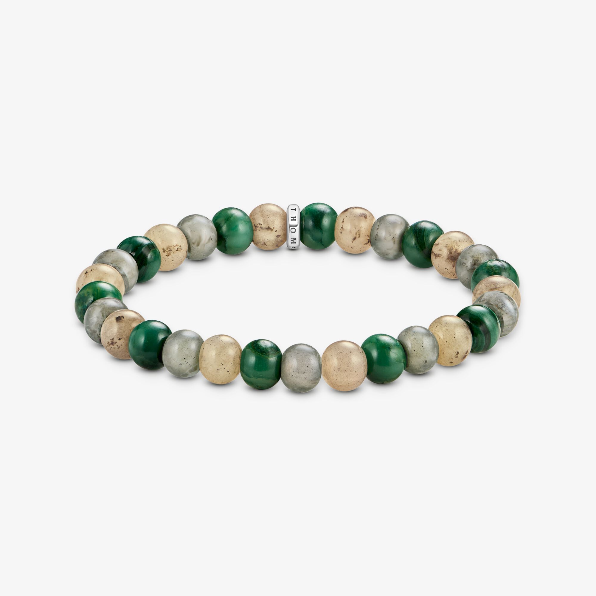 THOMAS SABO Bracelets Jaspe, jade et labradorite 9 mm, Argent Sterling 925‰ , Taille: 21 cm, Unisex