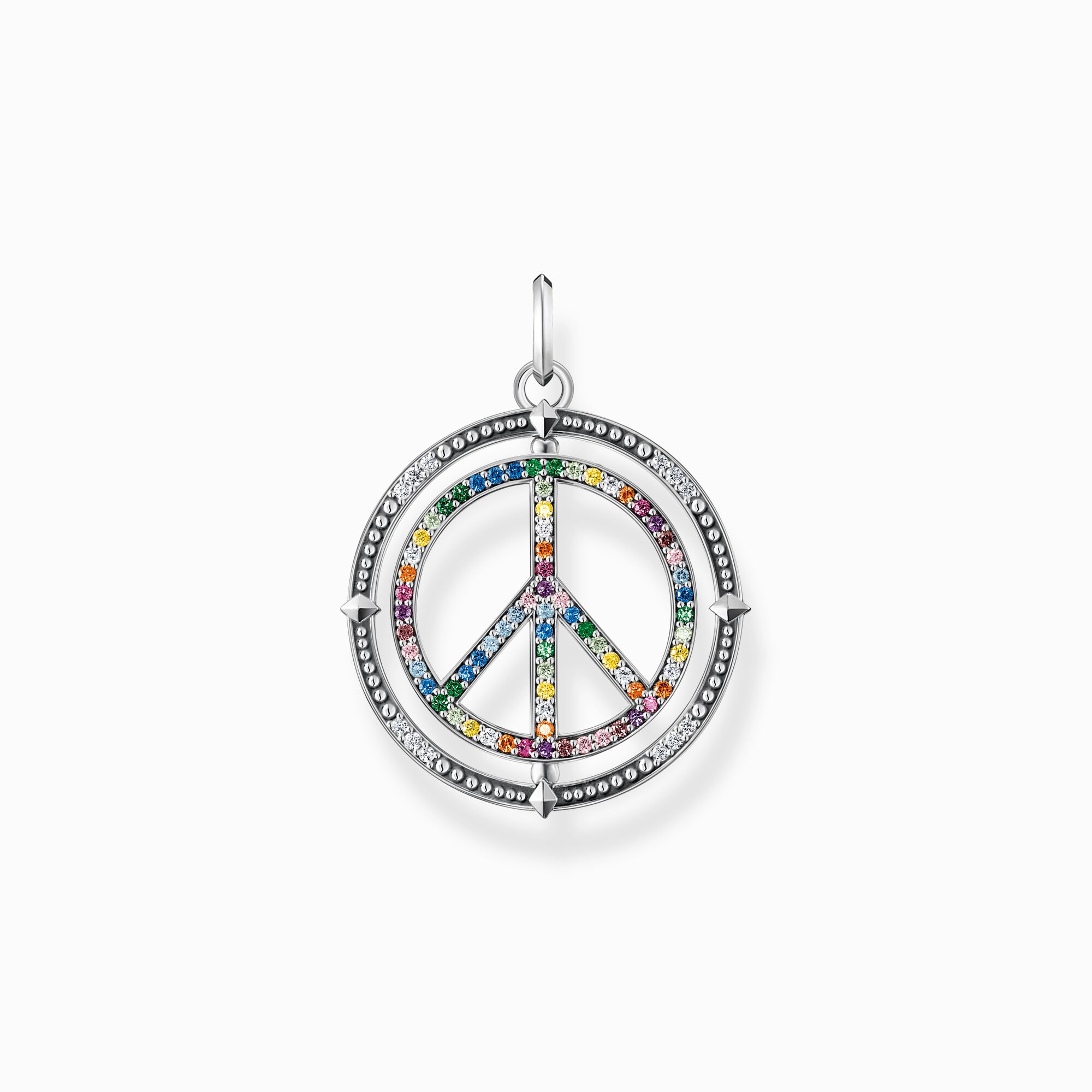 Blackened silver pendant peace sign with coloured stones from the  collection in the THOMAS SABO online store