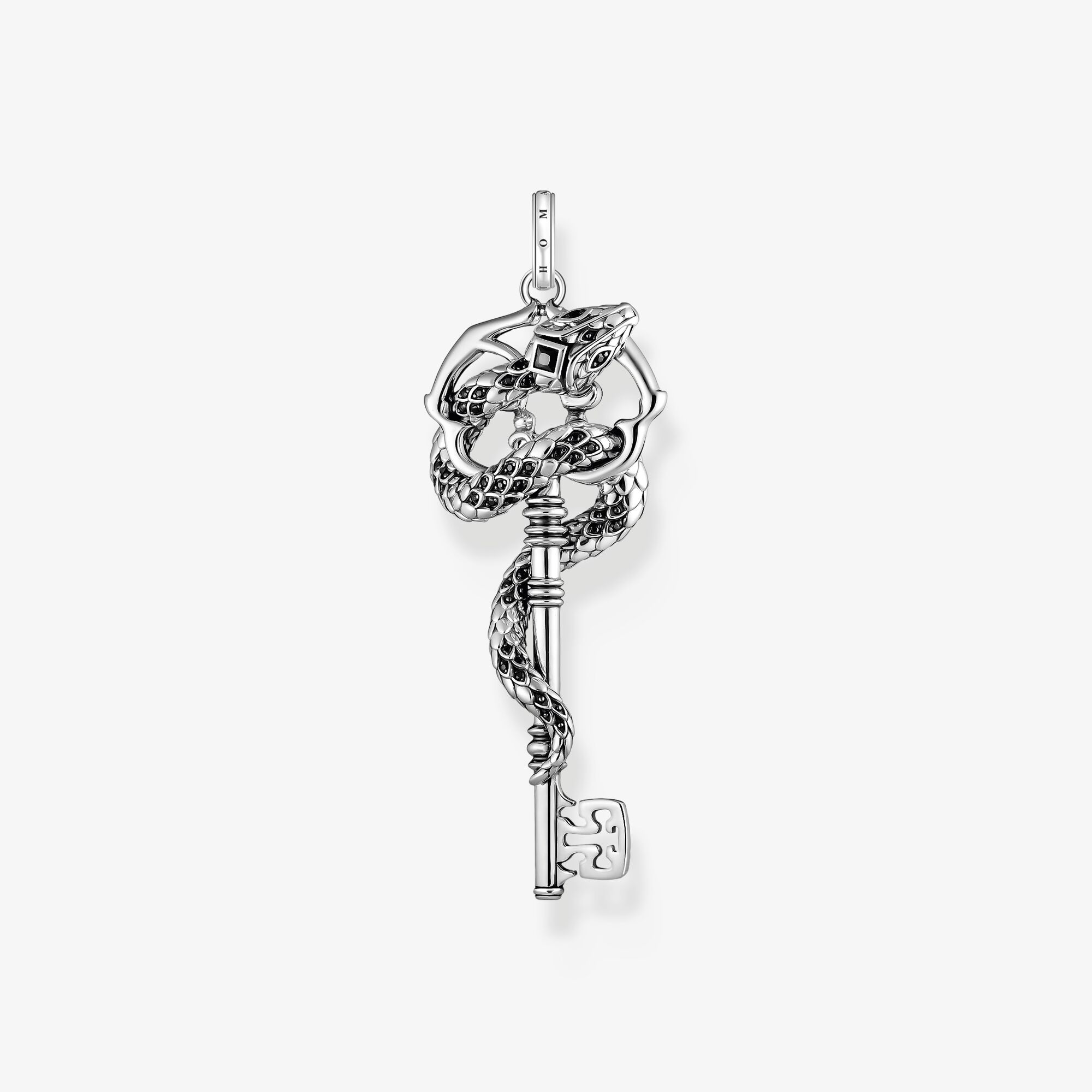 THOMAS SABO Pendentif serpent pierres noires argent, Argent sterling, Taille: one size, Unisex