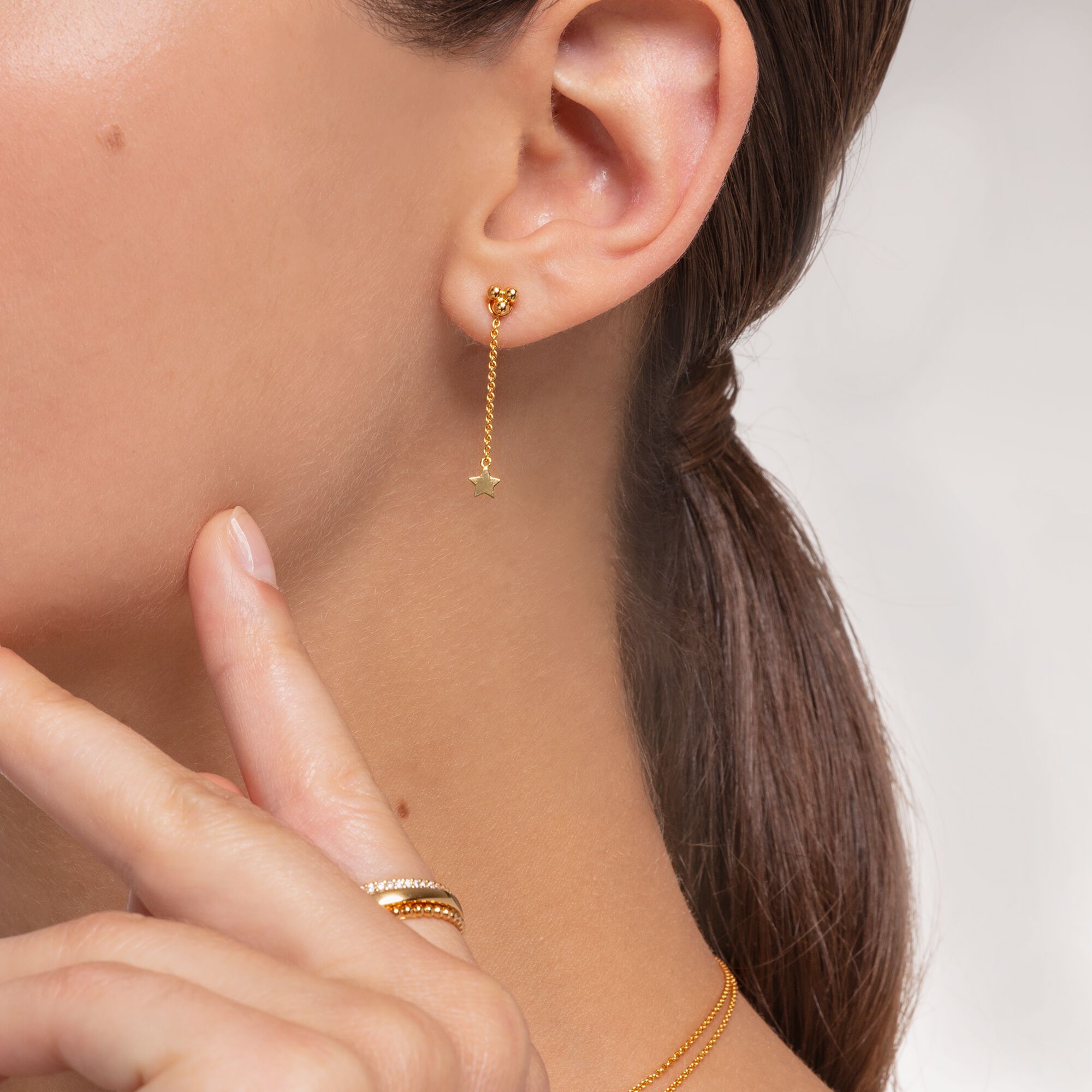 Ear stud in gold: Small geometrical bubbles │ THOMAS SABO