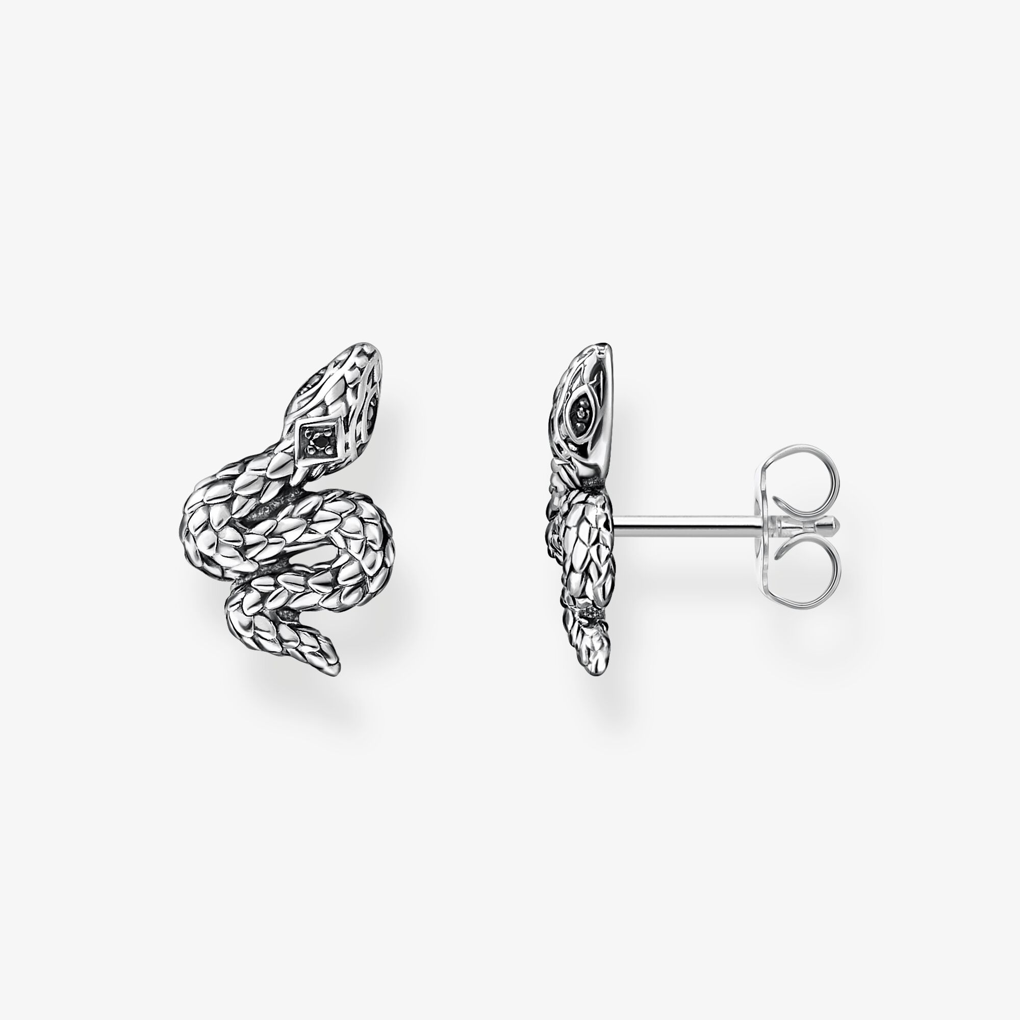 THOMAS SABO Ohrstecker geschwärzt Schlange, Sterlingsilber, Größe: one size, Unisex