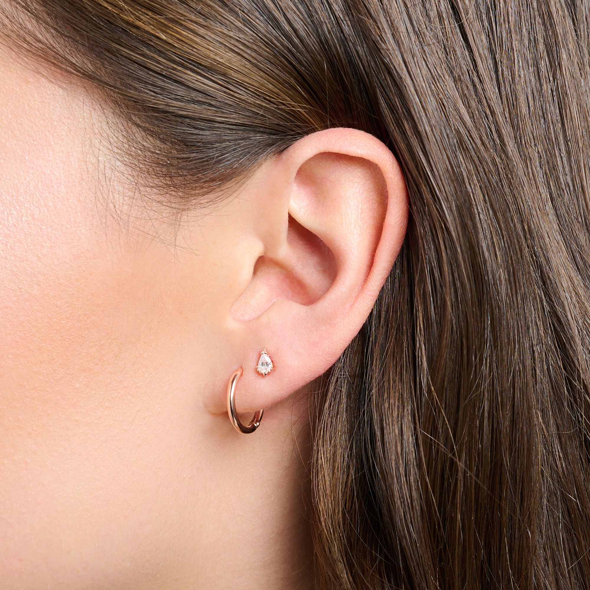 stud zirconia, rosé drop-cut | SABO earring: THOMAS Single