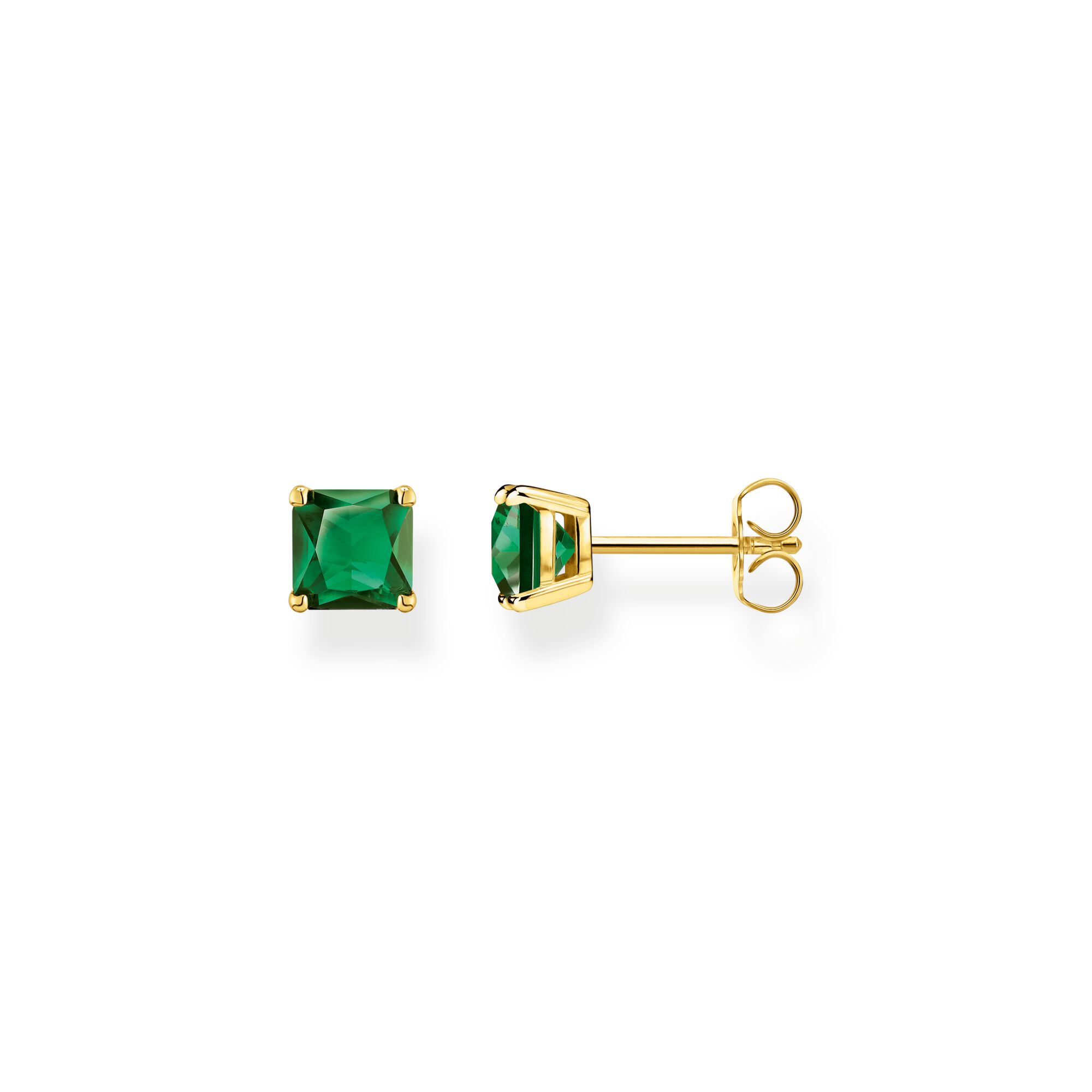 undefined | Ear Studs Green Stones Gold