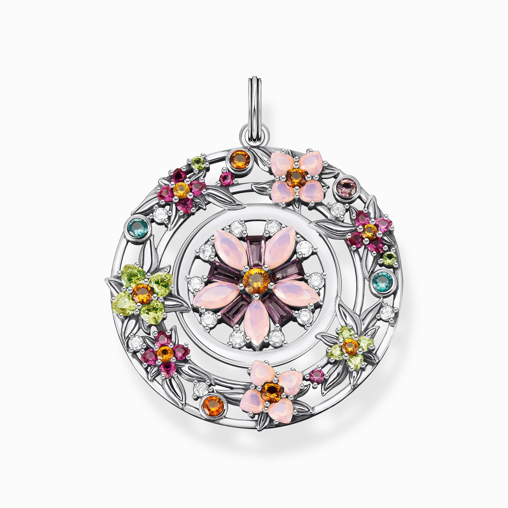Pendant amulet flowers colourful stones silver from the  collection in the THOMAS SABO online store