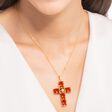 Pendant cross with large orange stones and star gold plated from the  collection in the THOMAS SABO online store