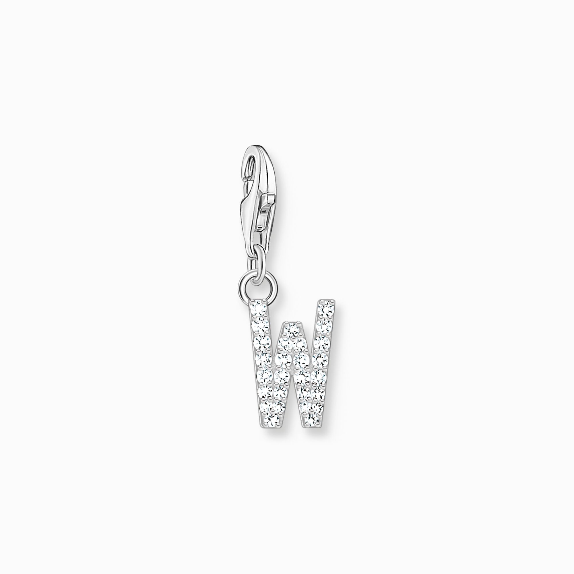 Charm pendant letter W with white stones silver from the Charm Club collection in the THOMAS SABO online store
