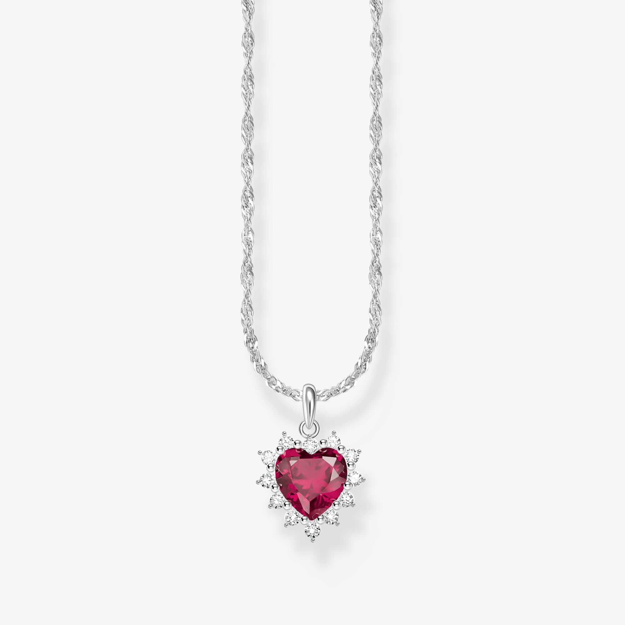 THOMAS SABO Kette mit Herz-Anhänger Romance Silber, Sterlingsilber, Größe: 45 cm, Damen