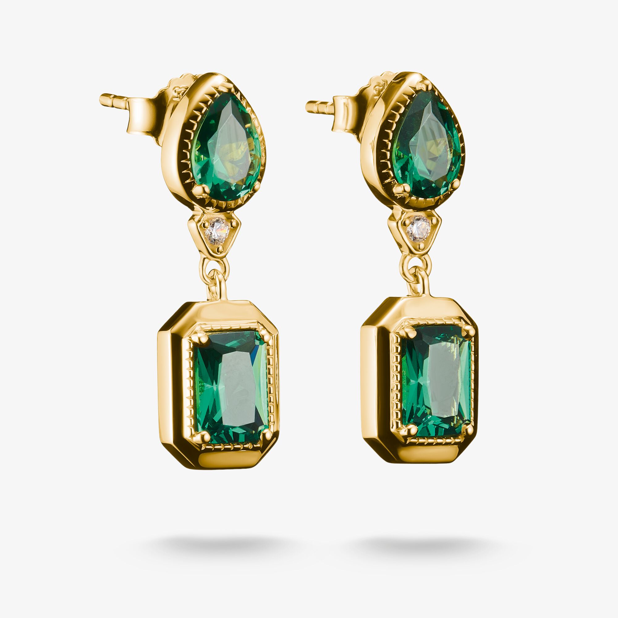 THOMAS SABO Ohrringe Grüne Steine 18k Vergoldung, Sterlingsilber Gelbgold vergoldet, Größe: one size, Damen