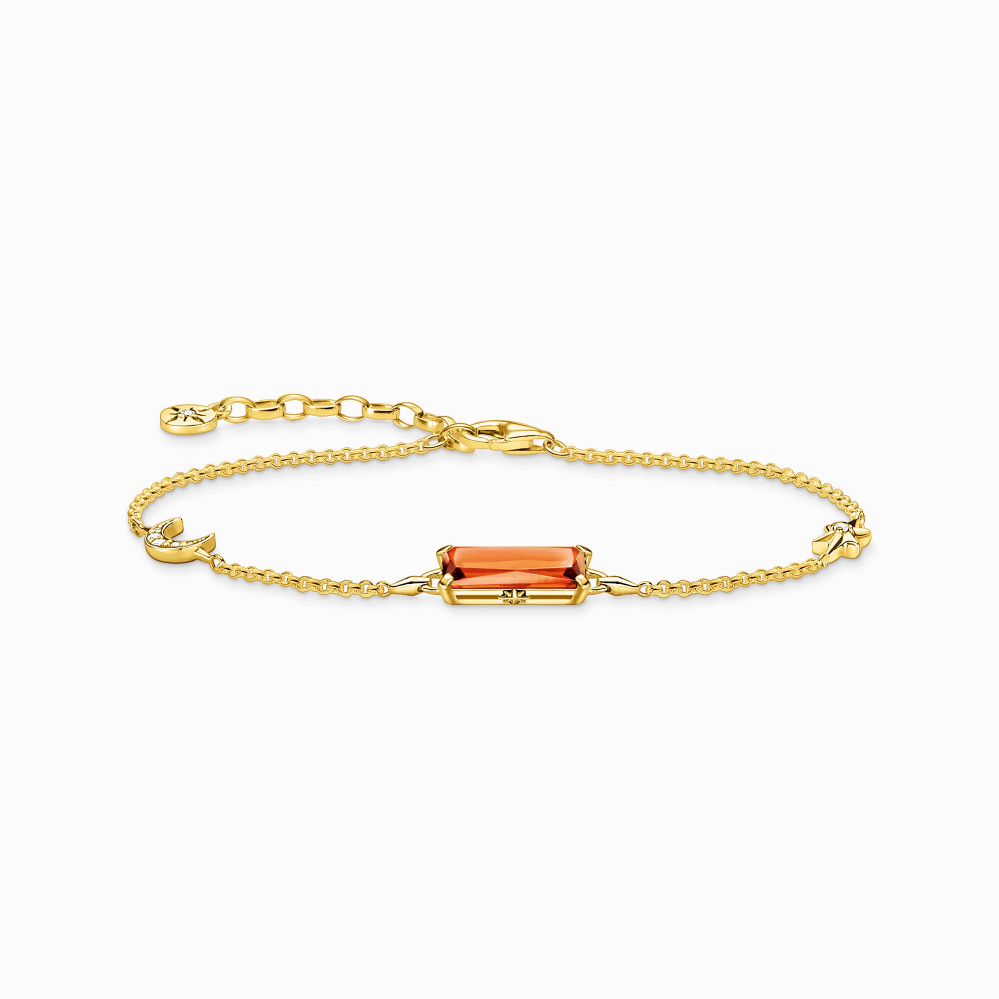 Bracelet orange stone with moon and star gold plated from the  collection in the THOMAS SABO online store