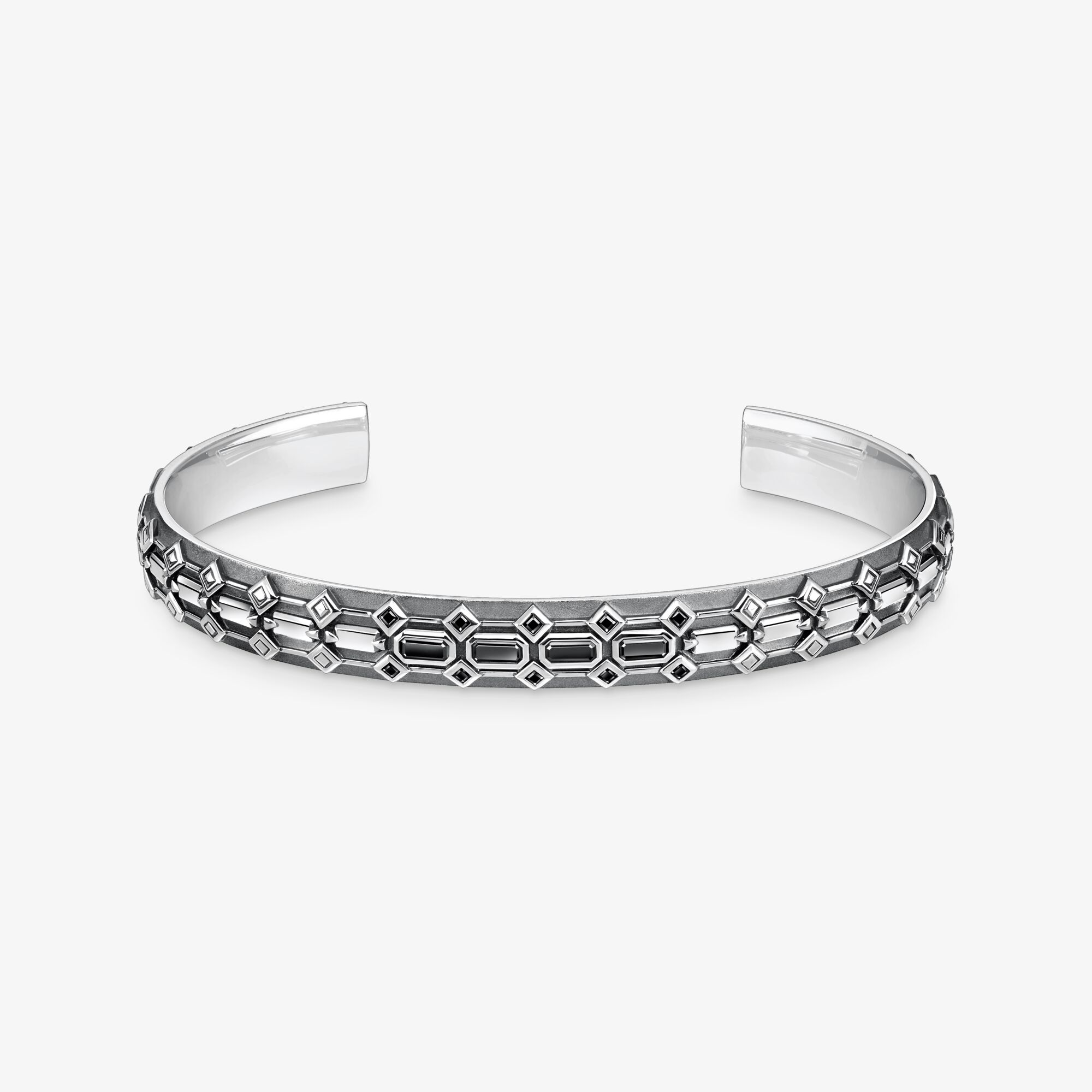 THOMAS SABO Armreif Krokodilpanzer mit schwarzen Steinen Silber geschwärzt, Sterlingsilber, Größe: 17,5 cm, Unisex
