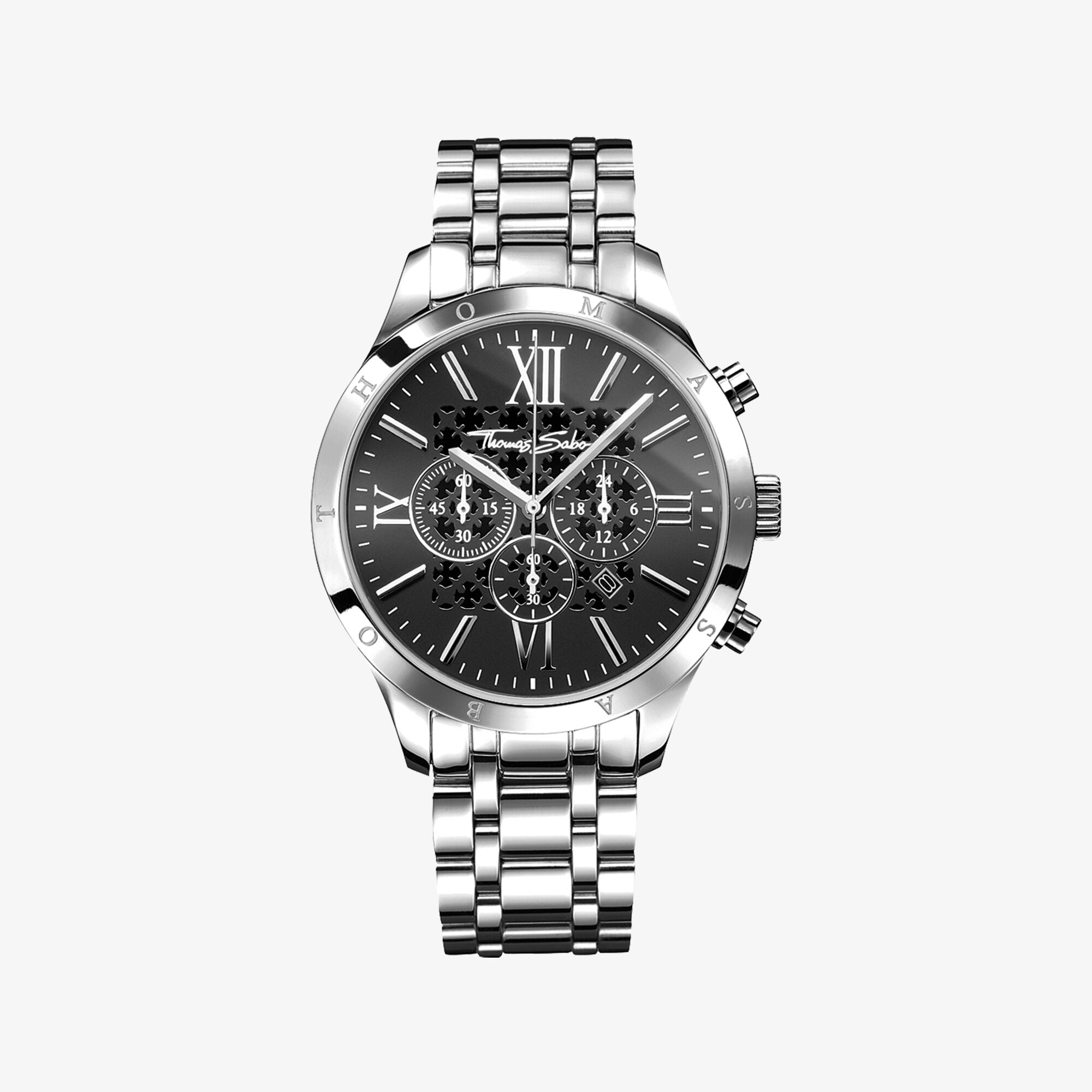 THOMAS SABO Montre pour homme Rebel Urban argenté, Acier inoxydable, Taille: 43 MM, homme