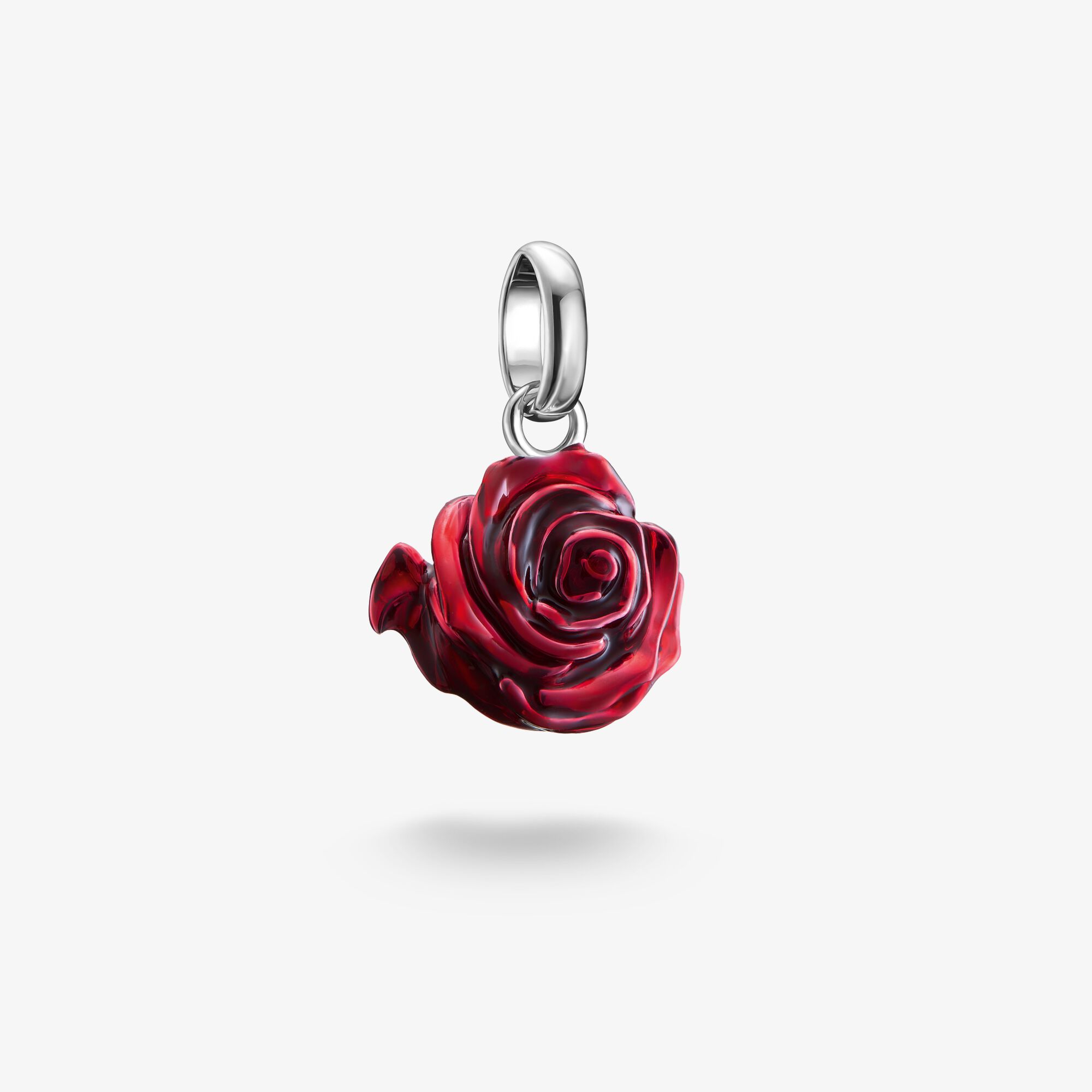 THOMAS SABO Pendentif Charm fleur de rose rouge Connect argent, Argent sterling, Taille: one size, femme