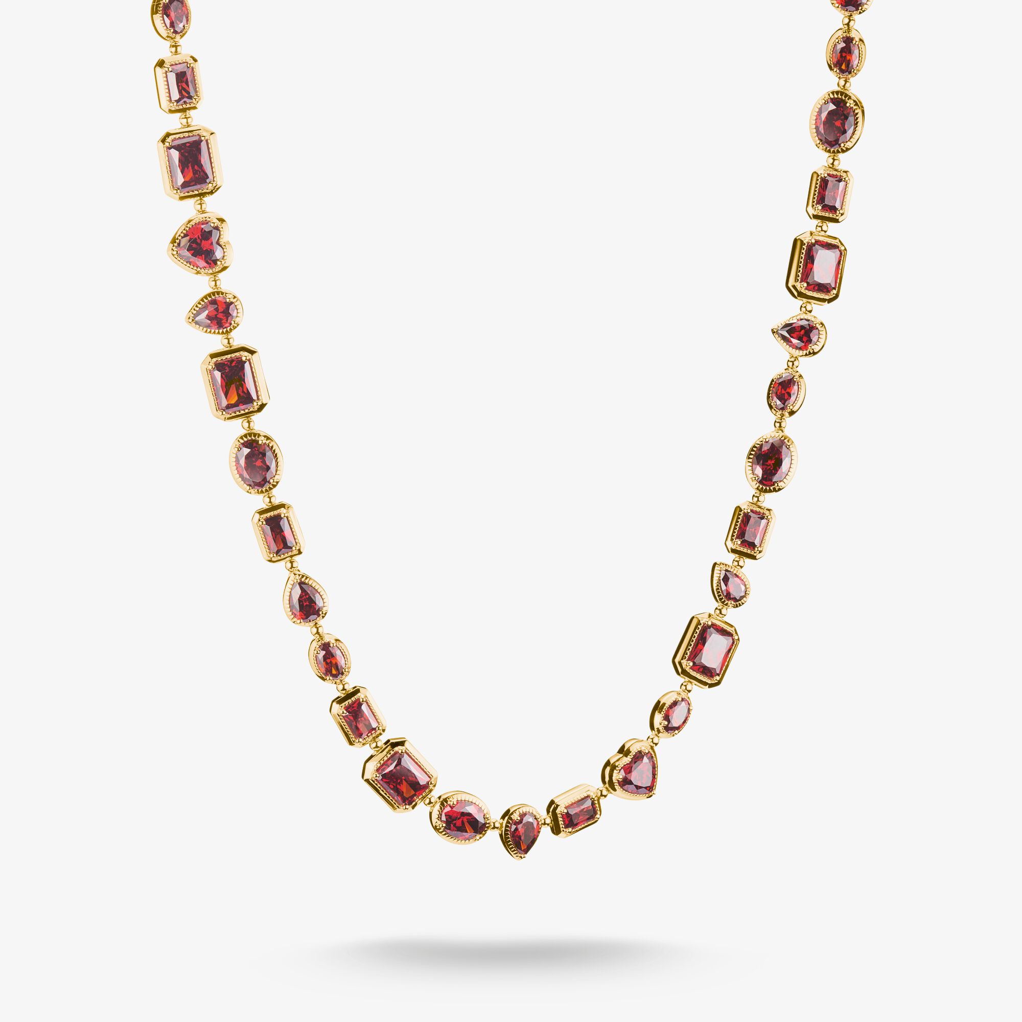 THOMAS SABO Chaîne Pierres Rouges Elyndra Plaqué or 18 carats, Argent sterling doré or jaune, Taille: 45 cm, femme