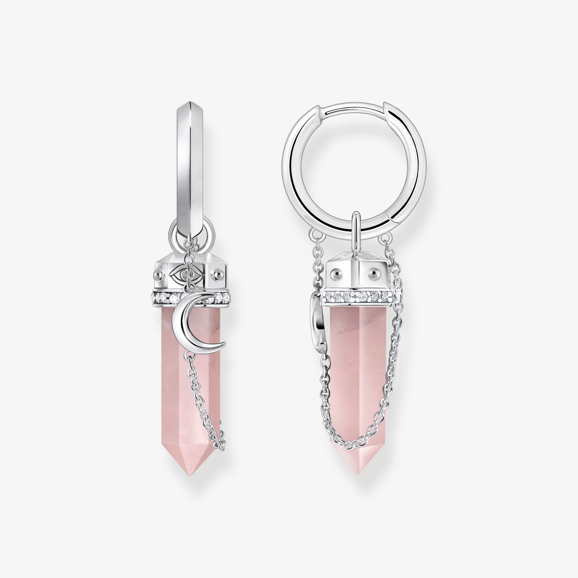 THOMAS SABO Creolen mit rosa Kristall Anhänger und Symbolen Silber, Sterlingsilber, Größe: one size, Damen