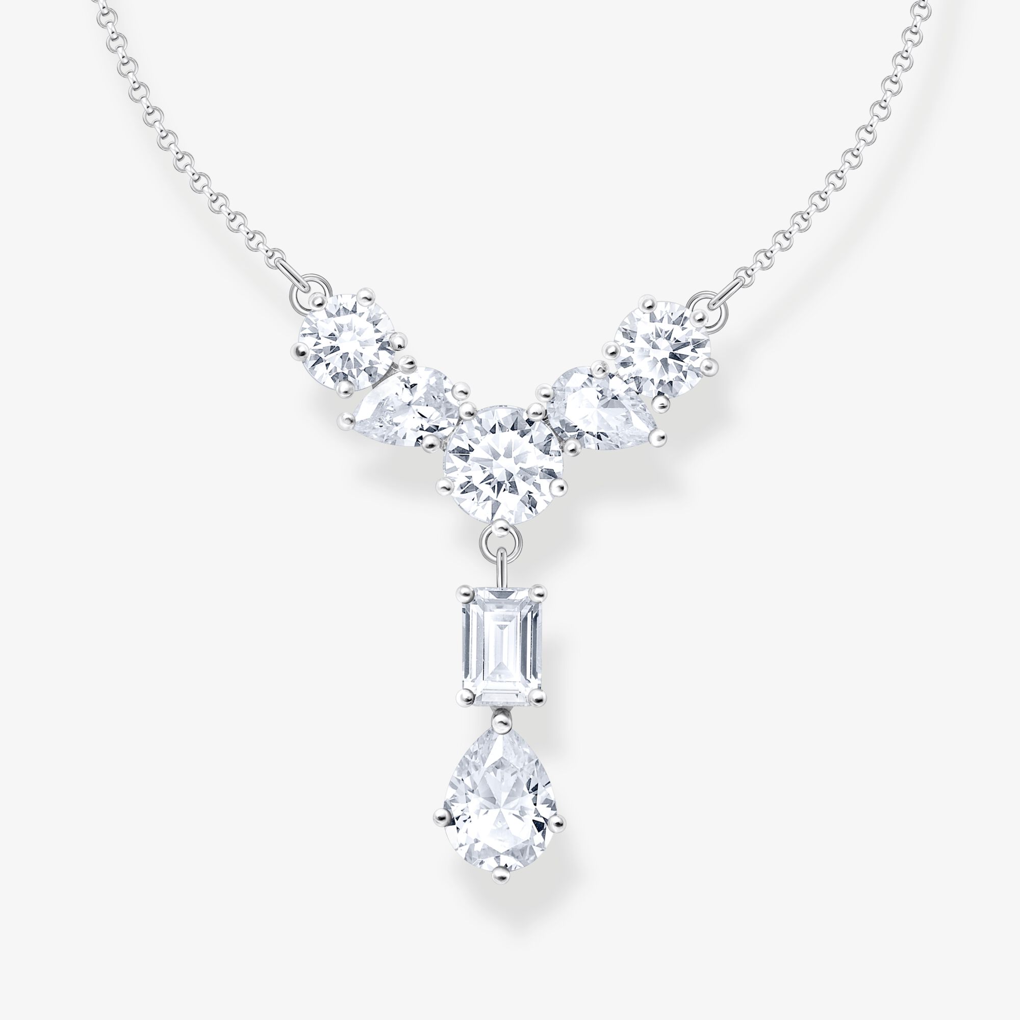 THOMAS SABO Collier en Y avec sept zircons blancs argent Argent sterling, Taille: 45 cm, pour femme