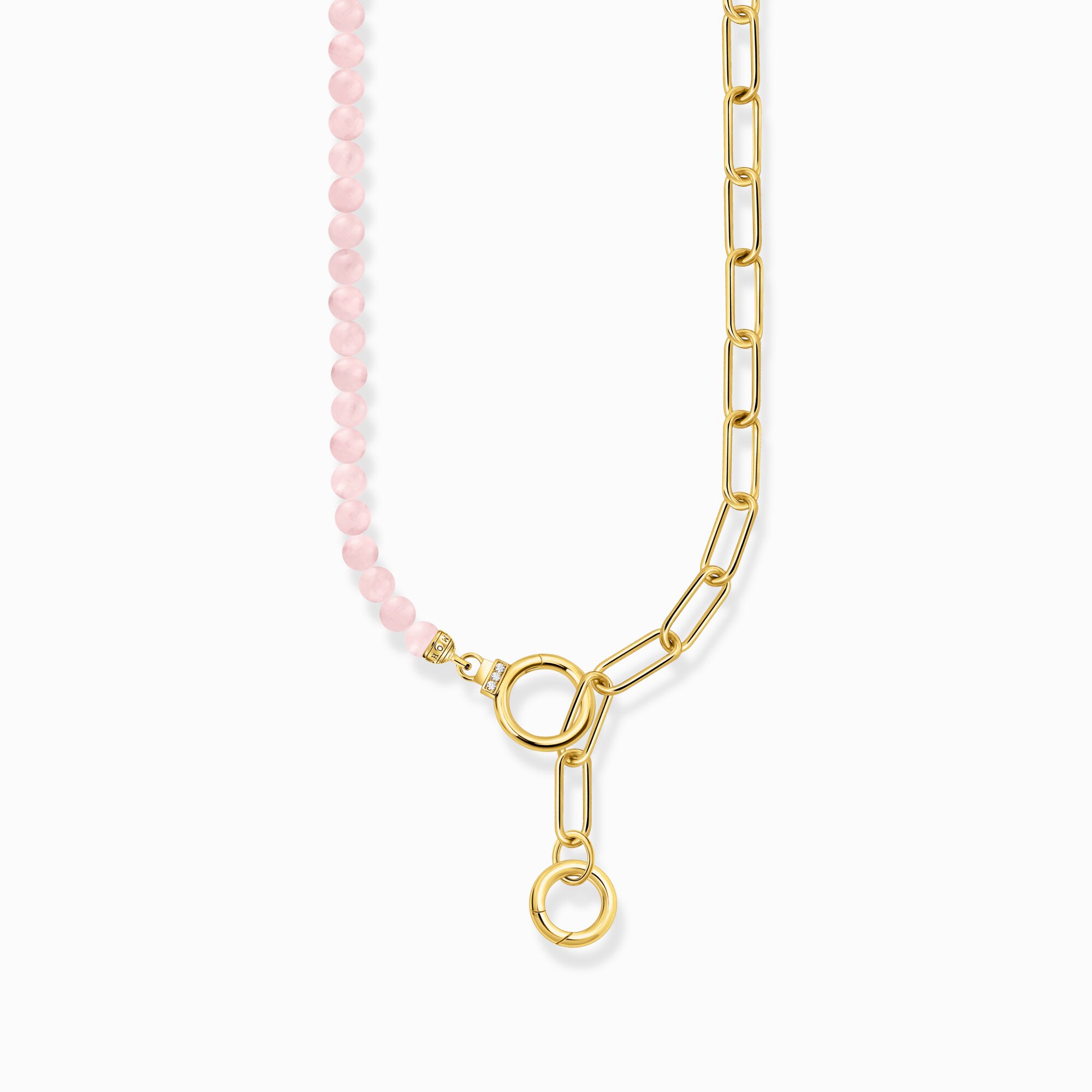 Gold-plated link chain necklace with rose quartz beads from the  collection in the THOMAS SABO online store