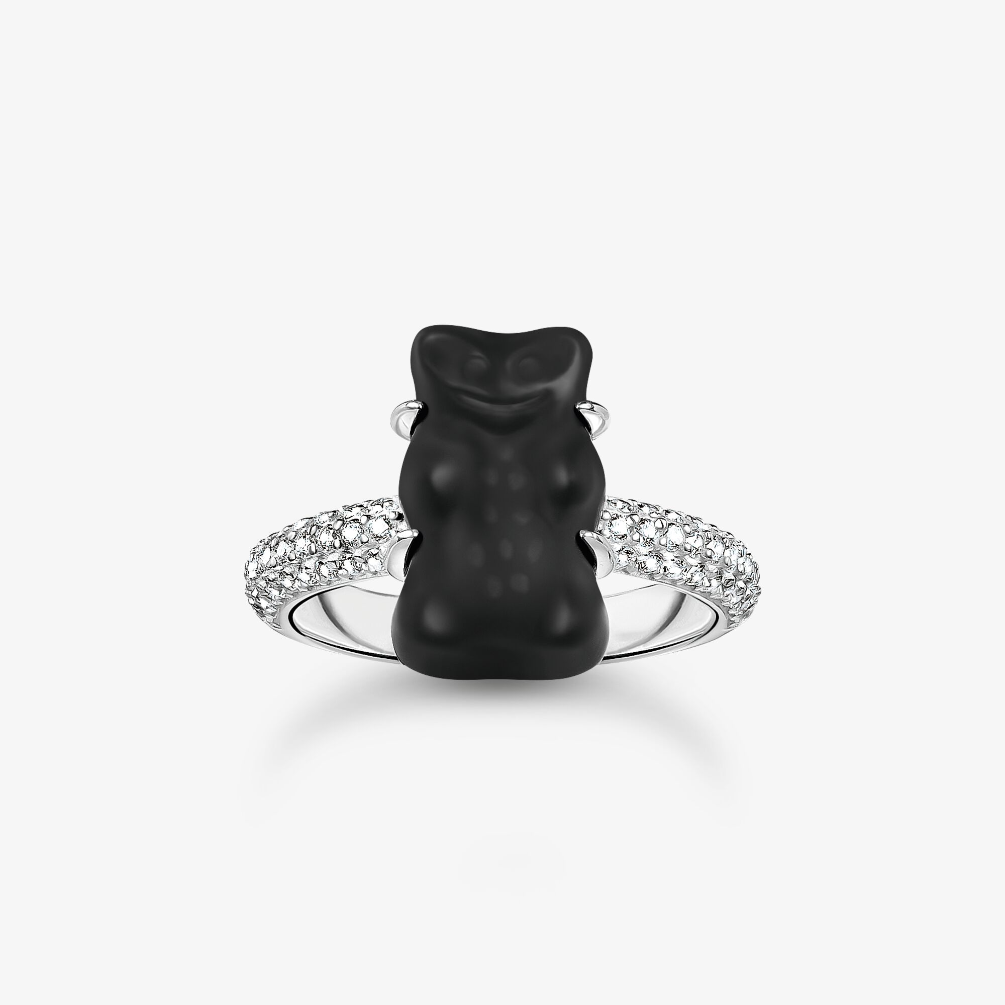 THOMAS SABO Bague avec Ours d’Or noir et pierres, argent, Argent Sterling , Taille: 60, femme