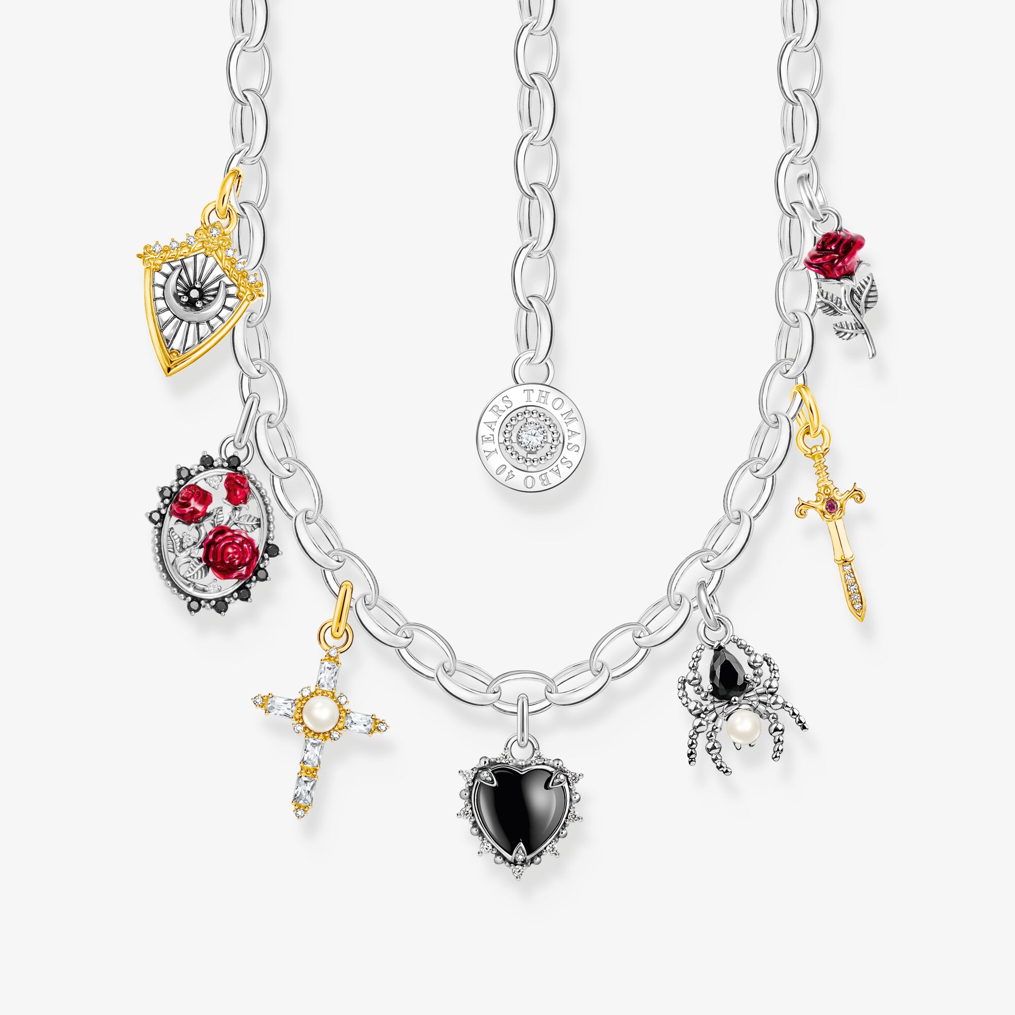 THOMAS SABO Chaîne avec pendentifs True Romance en argent, Argent sterling, Taille: 45 cm, femme