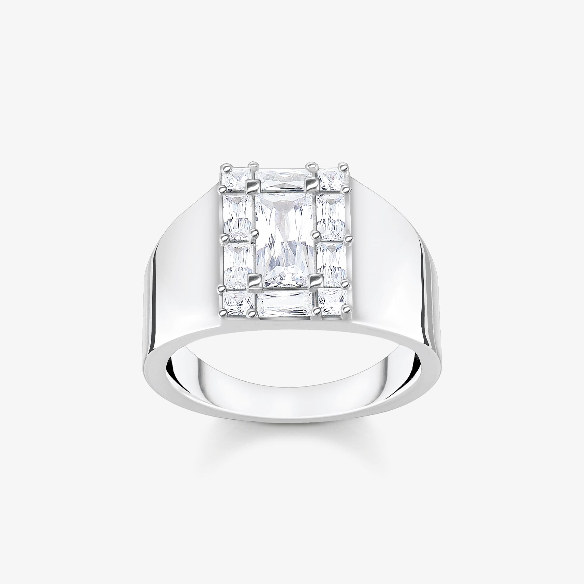 THOMAS SABO Bague pierre blanche argent, Argent sterling, Taille: 50, femme