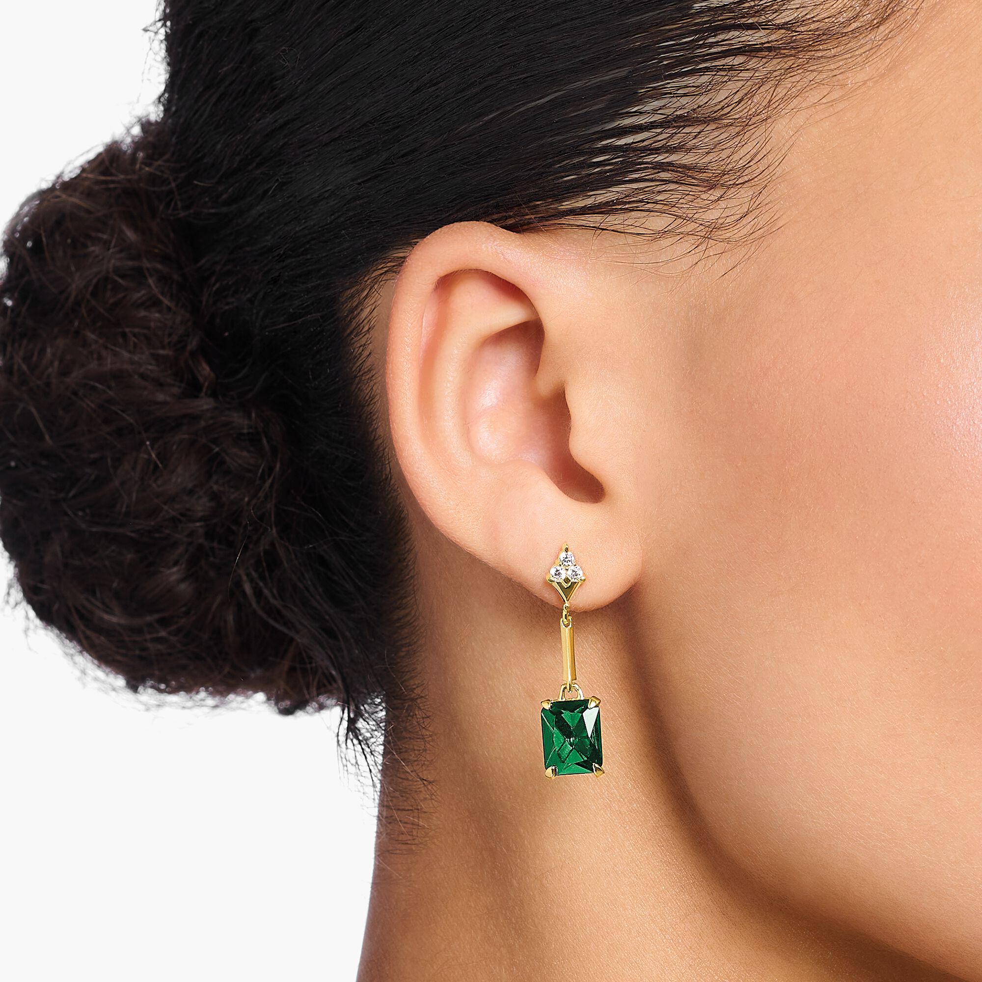 Ohrhänger mit Steinen in Grün & Weiß, vergoldet | THOMAS SABO