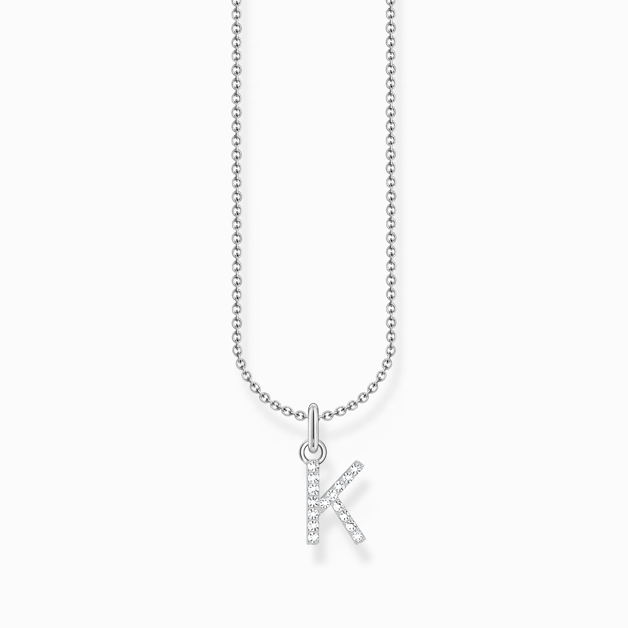 Silver necklace with letter pendant K and white zirconia from the Charming Collection collection in the THOMAS SABO online store