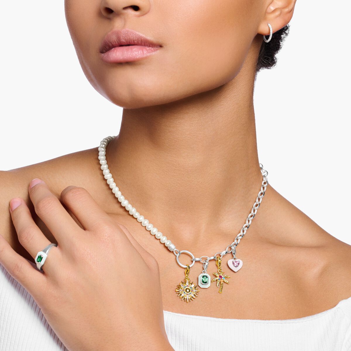 Charm necklace, freshwater pearls & silver | THOMAS SABO