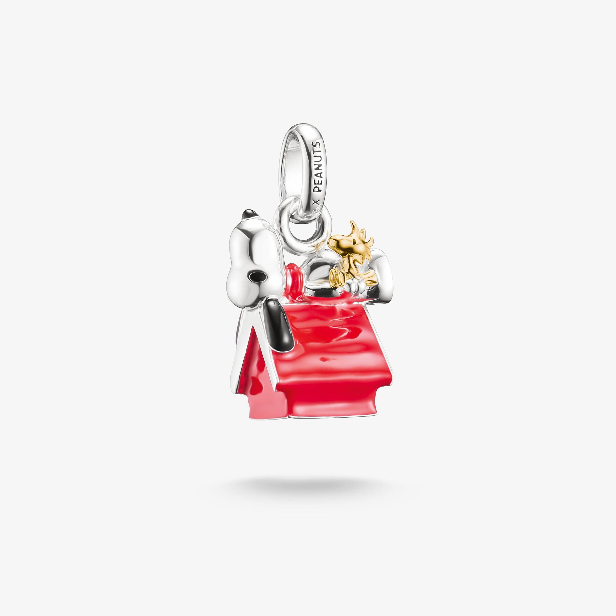 THOMAS SABO Charm-Anhänger Snoopy mit Woodstock Hundehütte PEANUTS Connect 18K Vergoldung, Sterlingsilber Gelbgold vergoldet, Größe: one size, Unisex